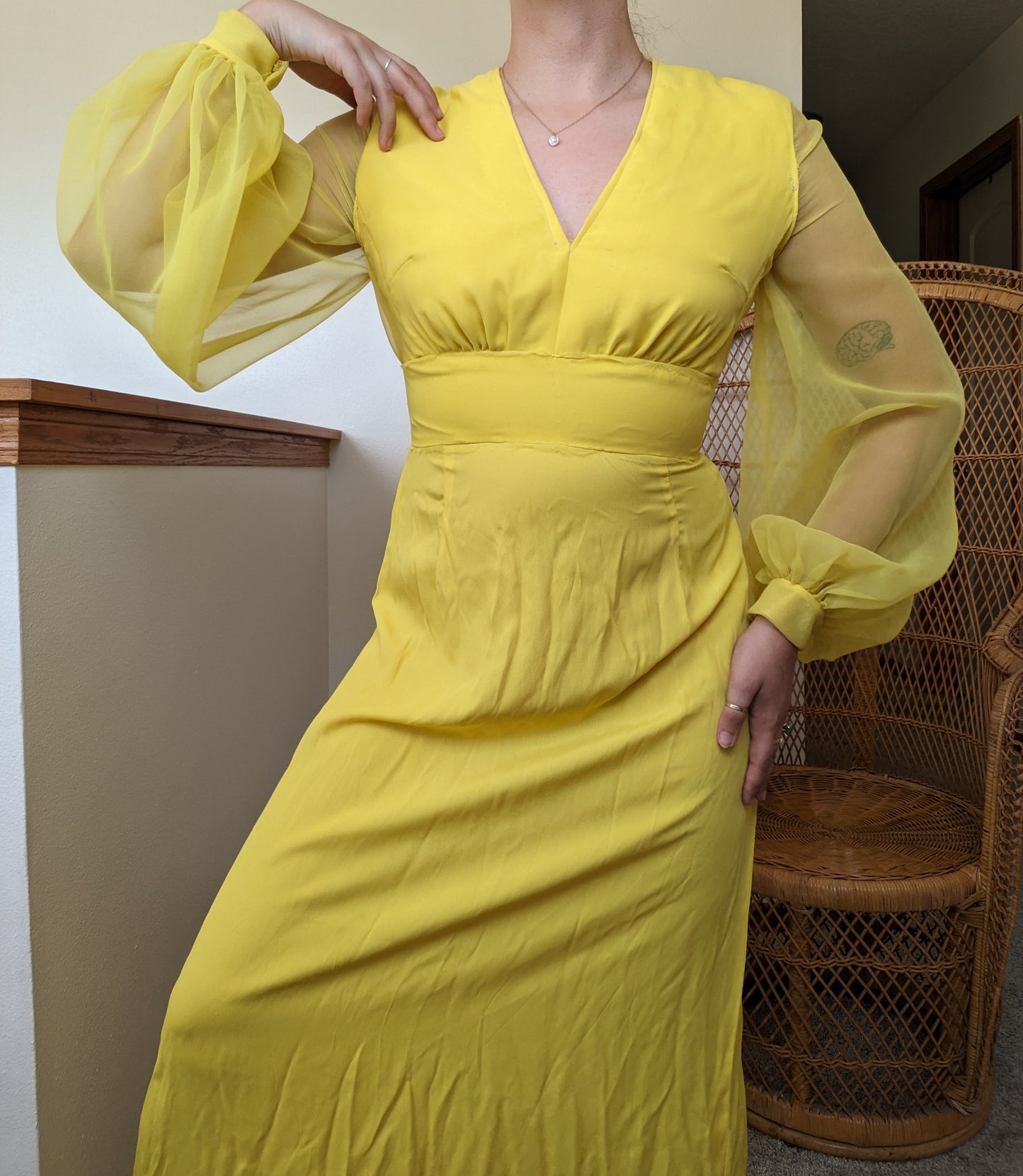 1960s/70s canary yellow dress