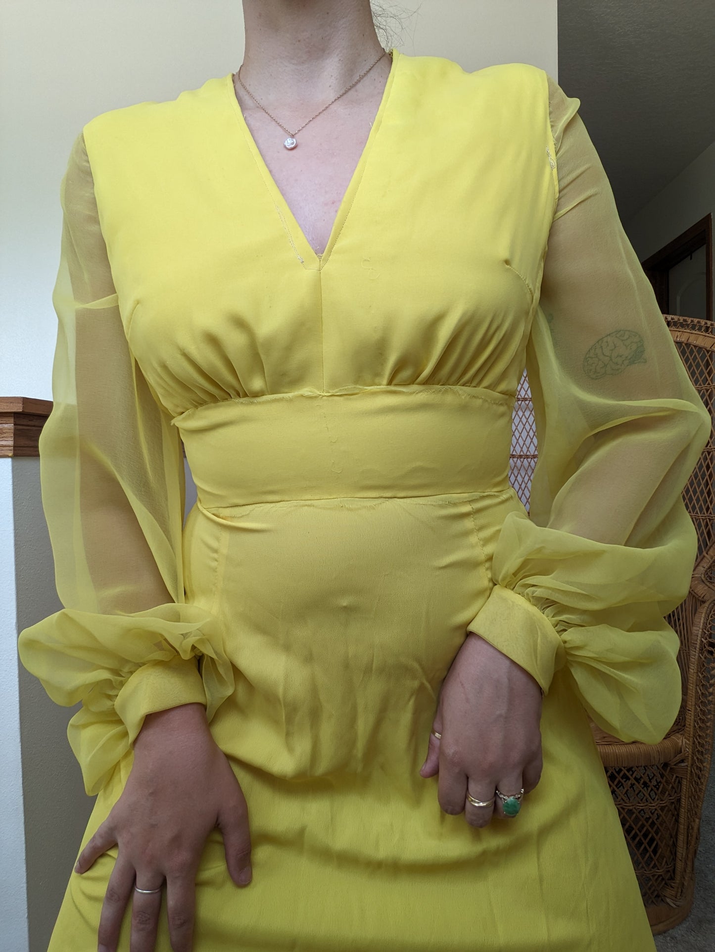 1960s/70s canary yellow dress