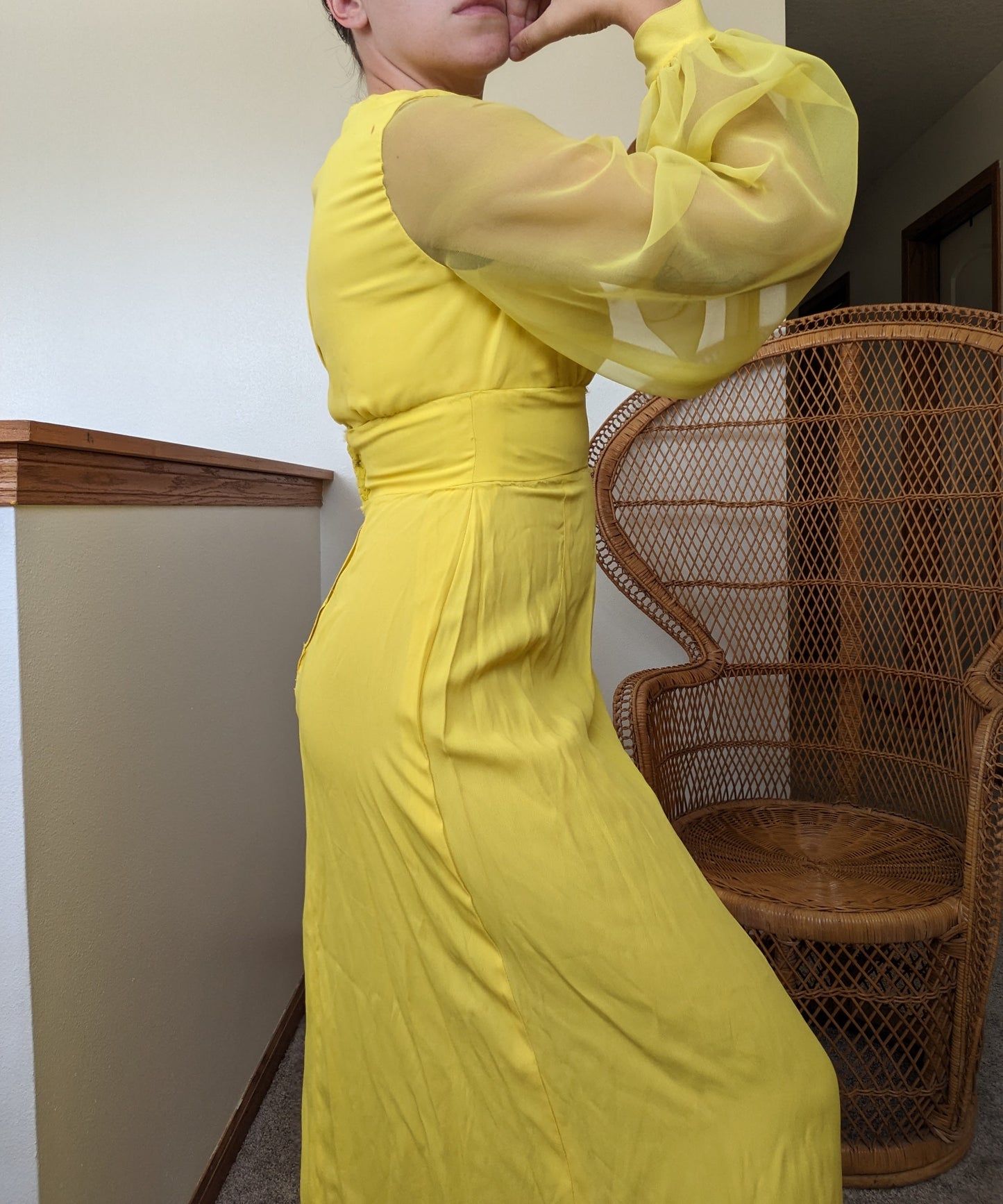 1960s/70s canary yellow dress