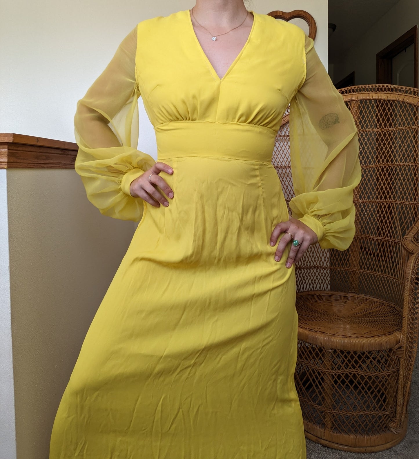 1960s/70s canary yellow dress