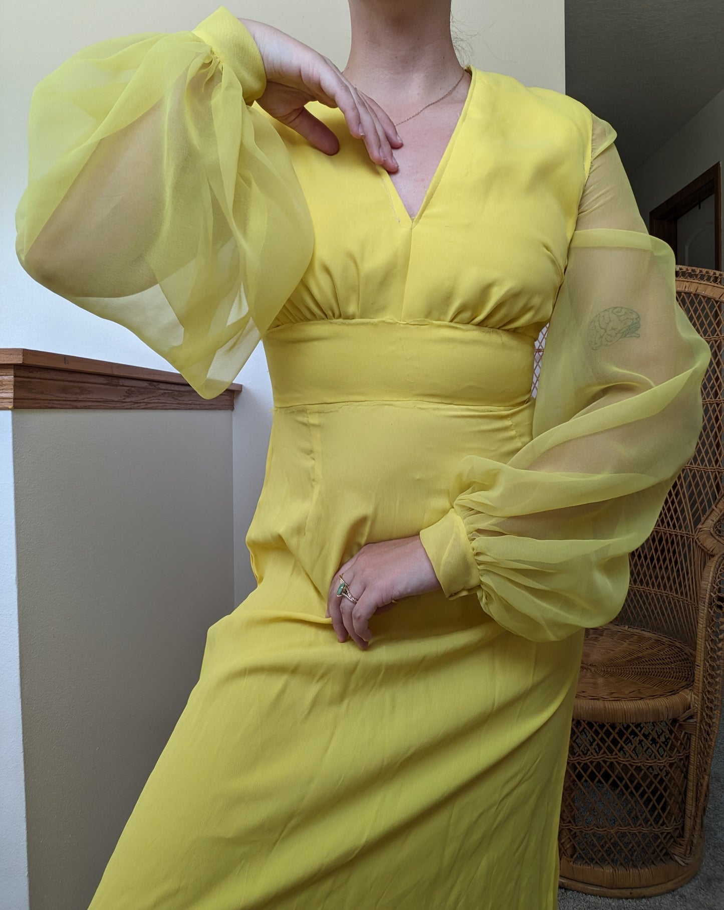 1960s/70s canary yellow dress