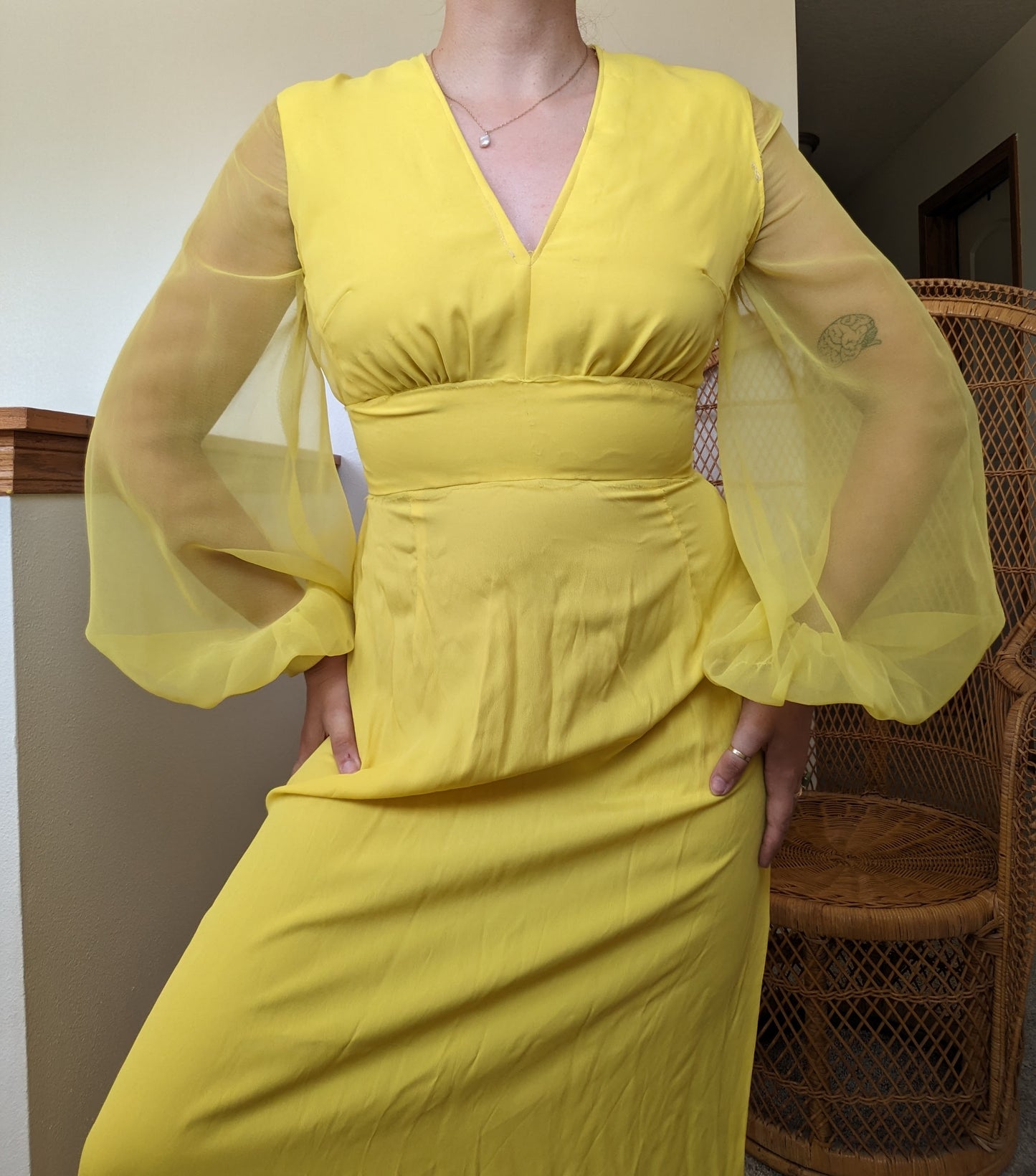 1960s/70s canary yellow dress