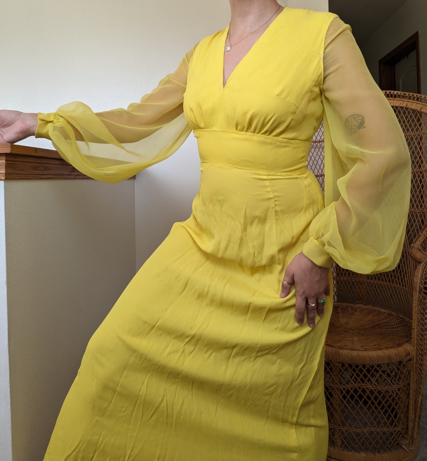 1960s/70s canary yellow dress