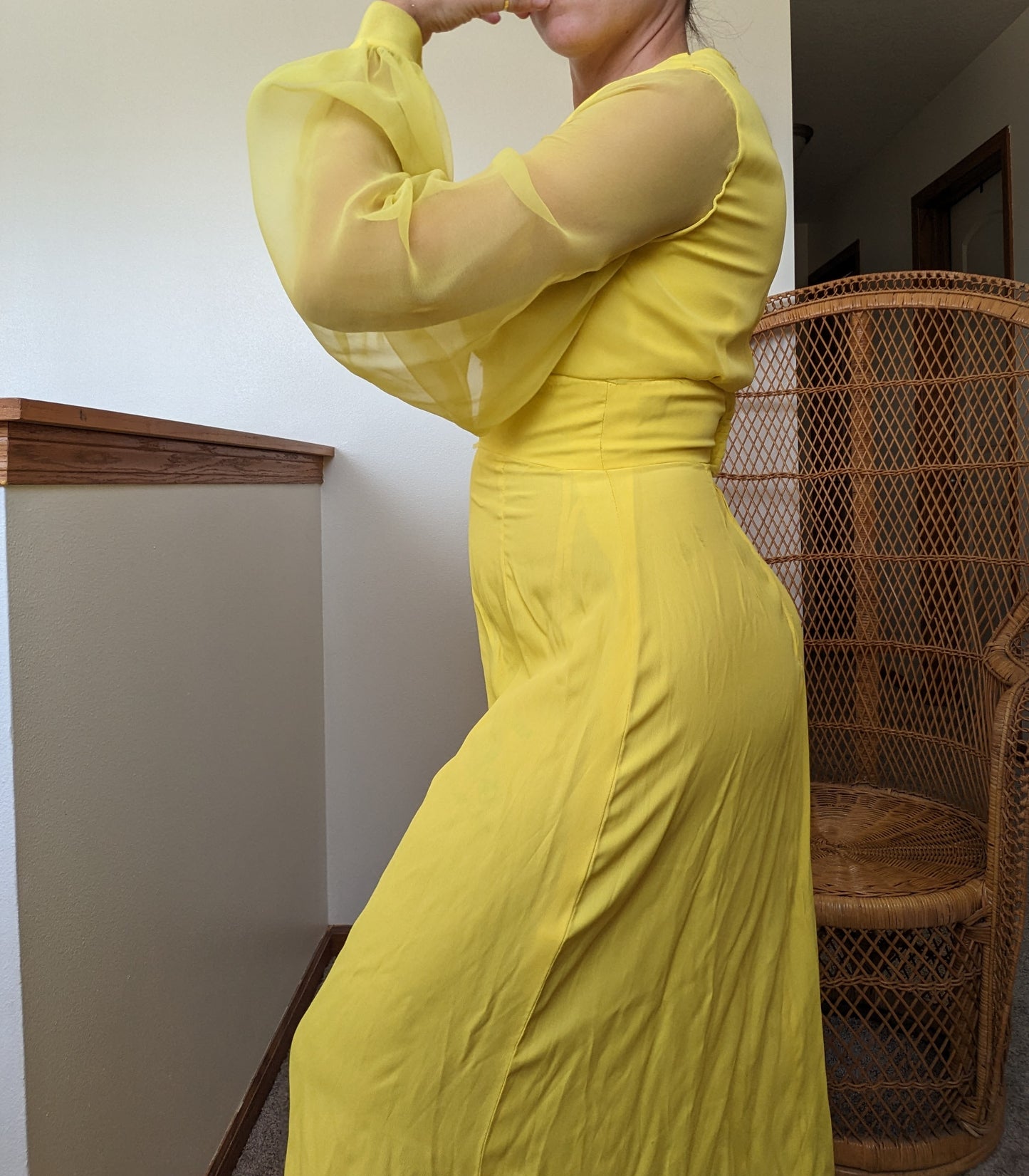 1960s/70s canary yellow dress