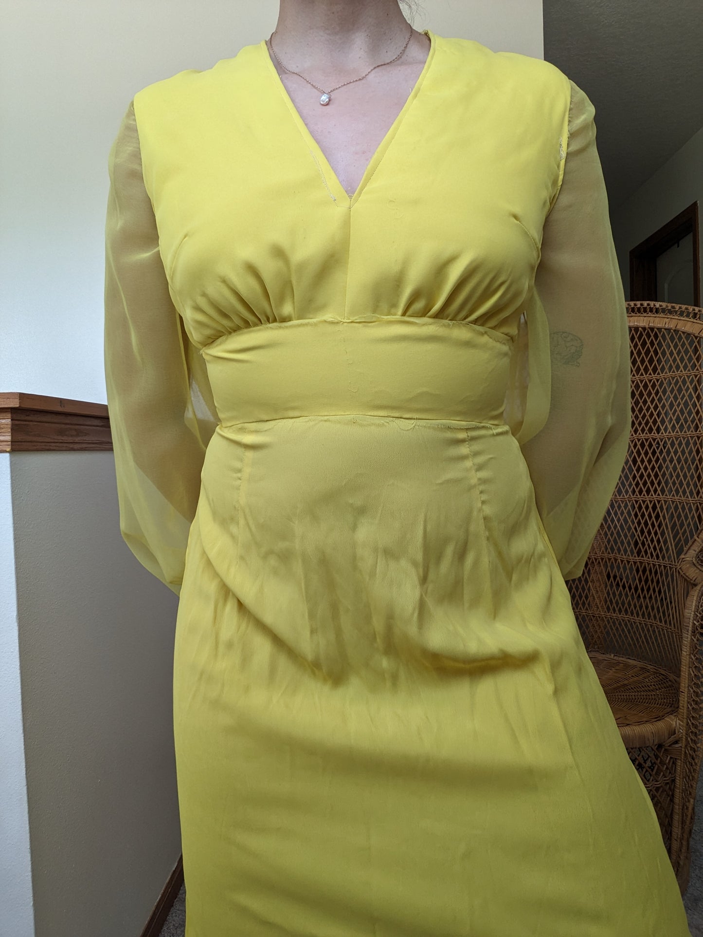 1960s/70s canary yellow dress