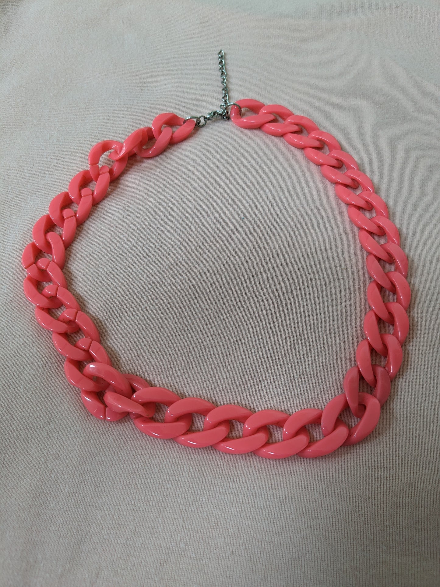 1960s hot pink celluloid necklace