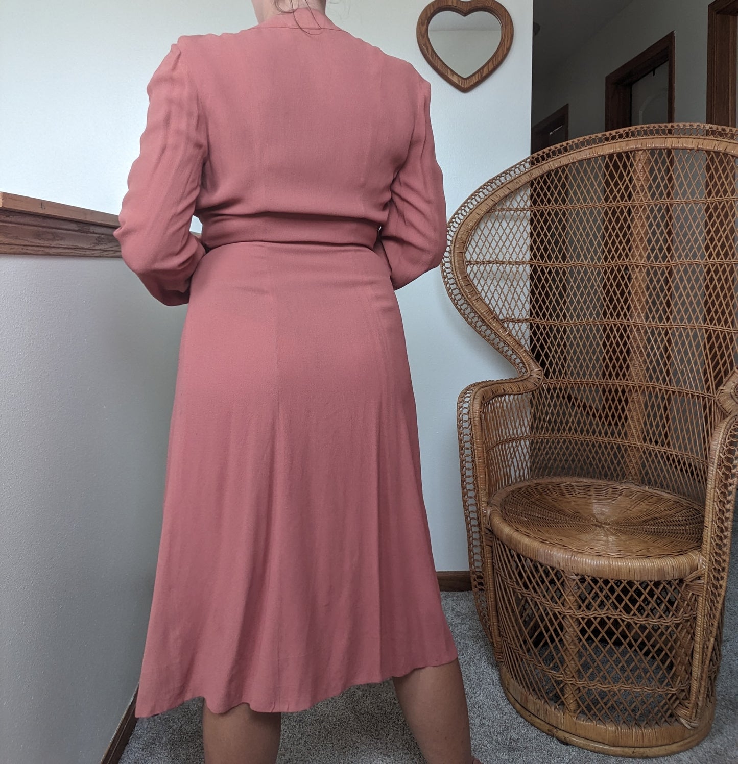 1940s dusty pink shirt dress