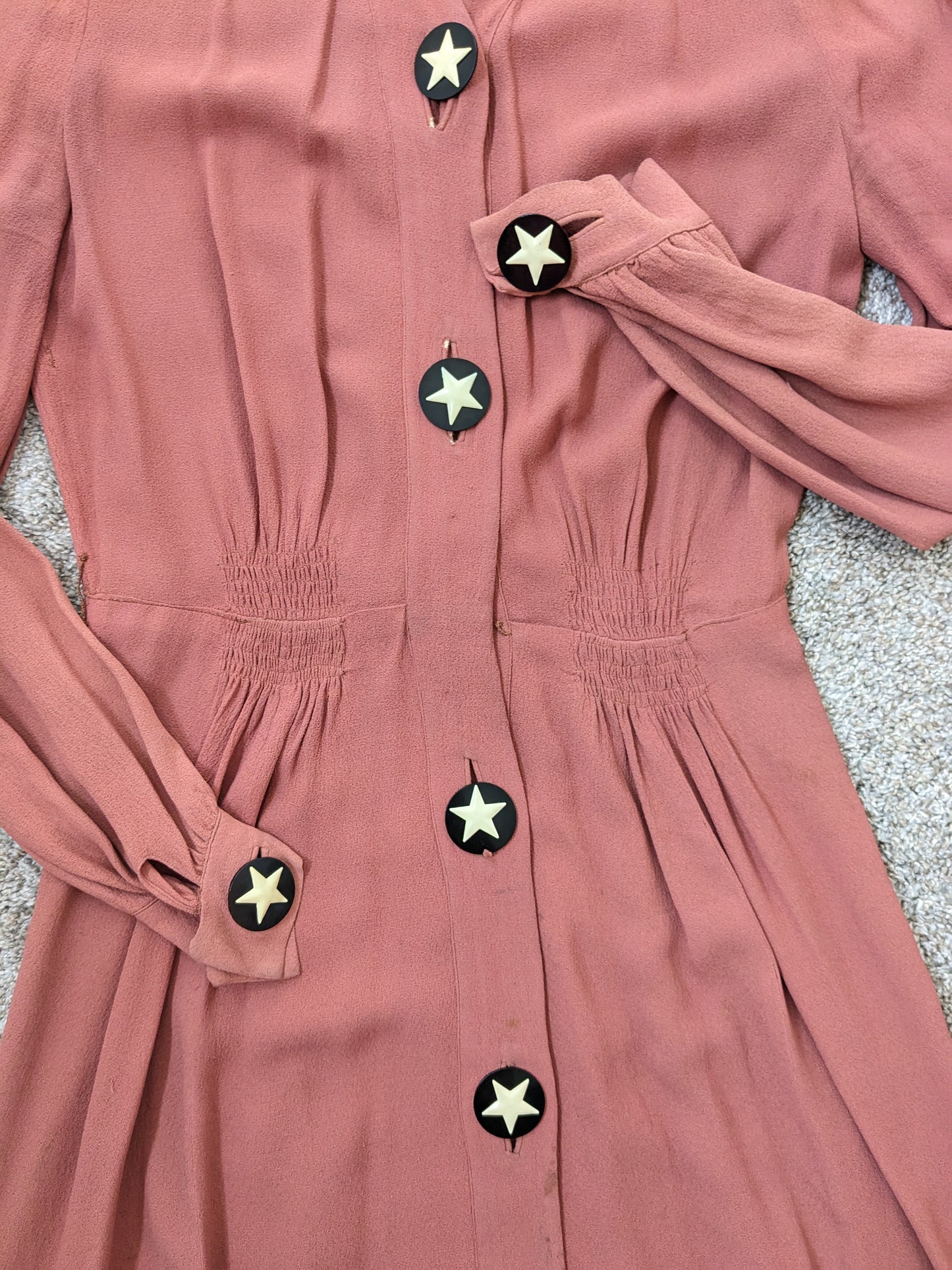 1940s dusty pink shirt dress