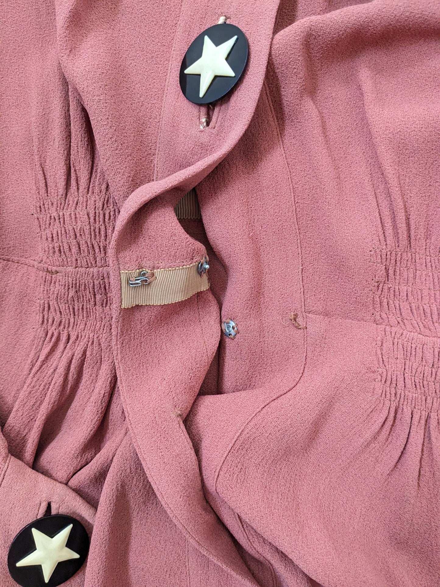 1940s dusty pink shirt dress