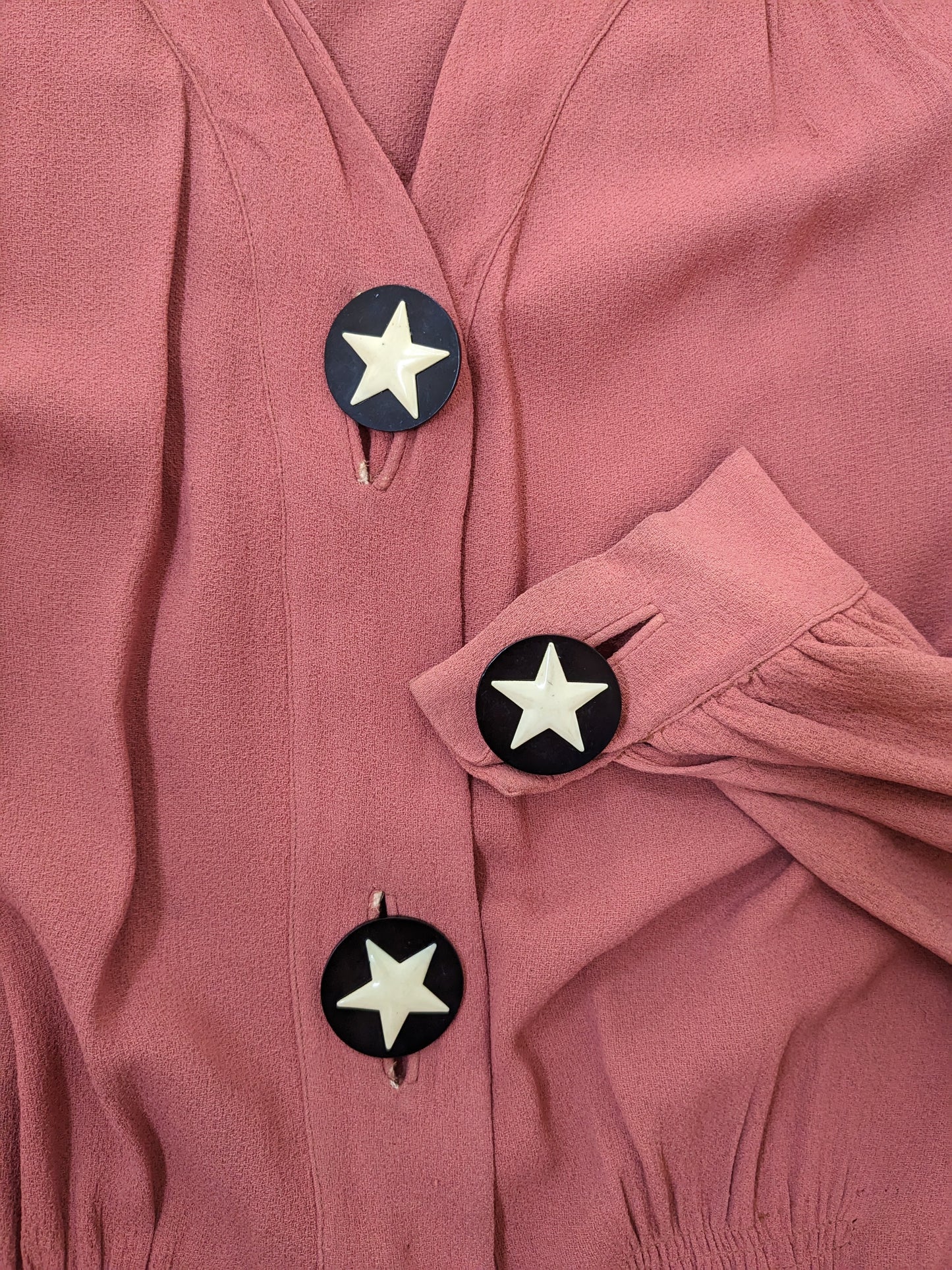 1940s dusty pink shirt dress