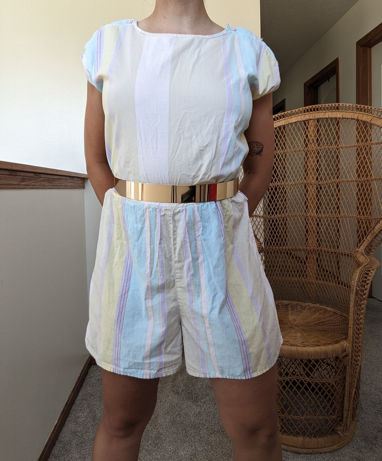 1980s pastel striped romper