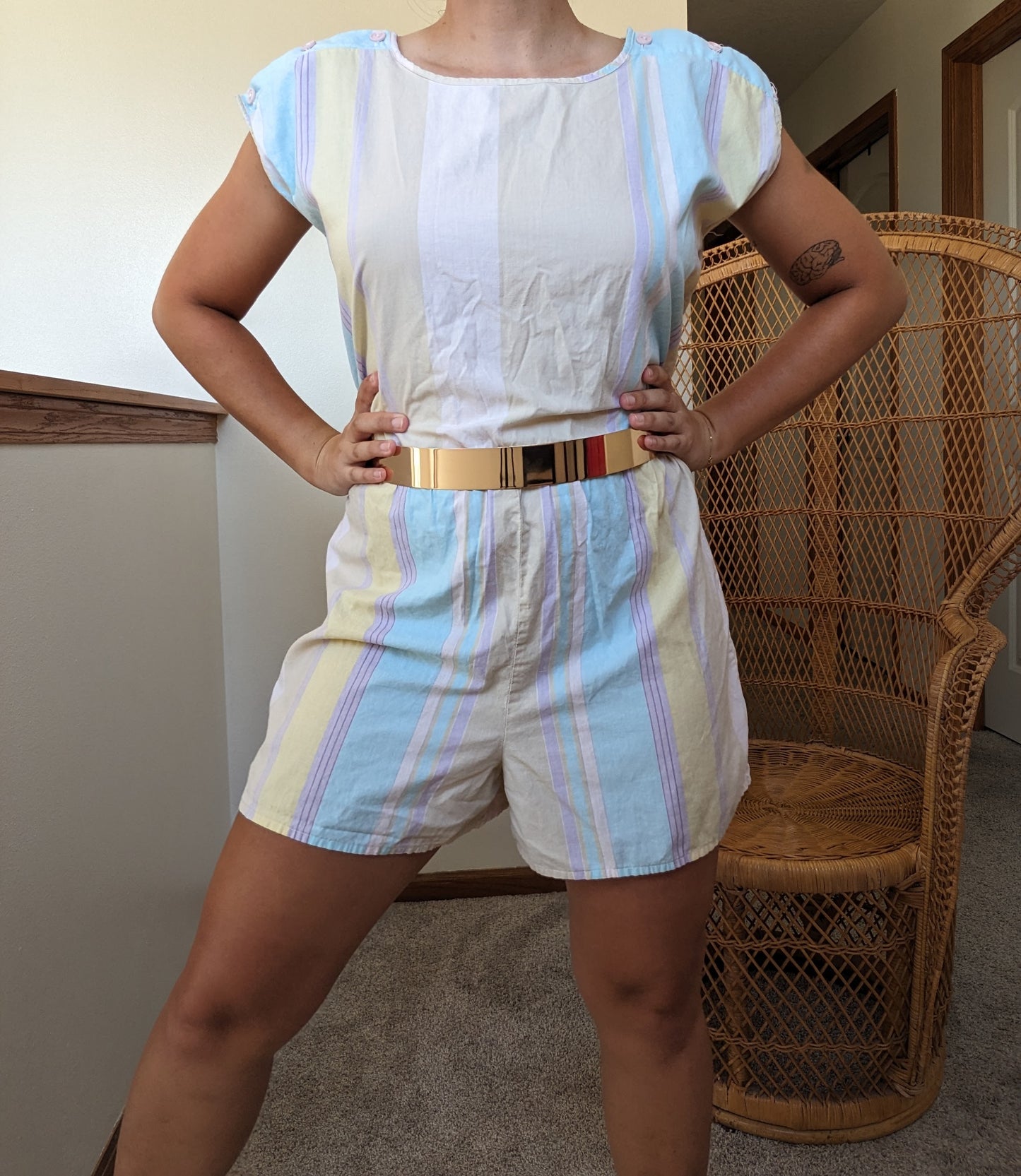 1980s pastel striped romper