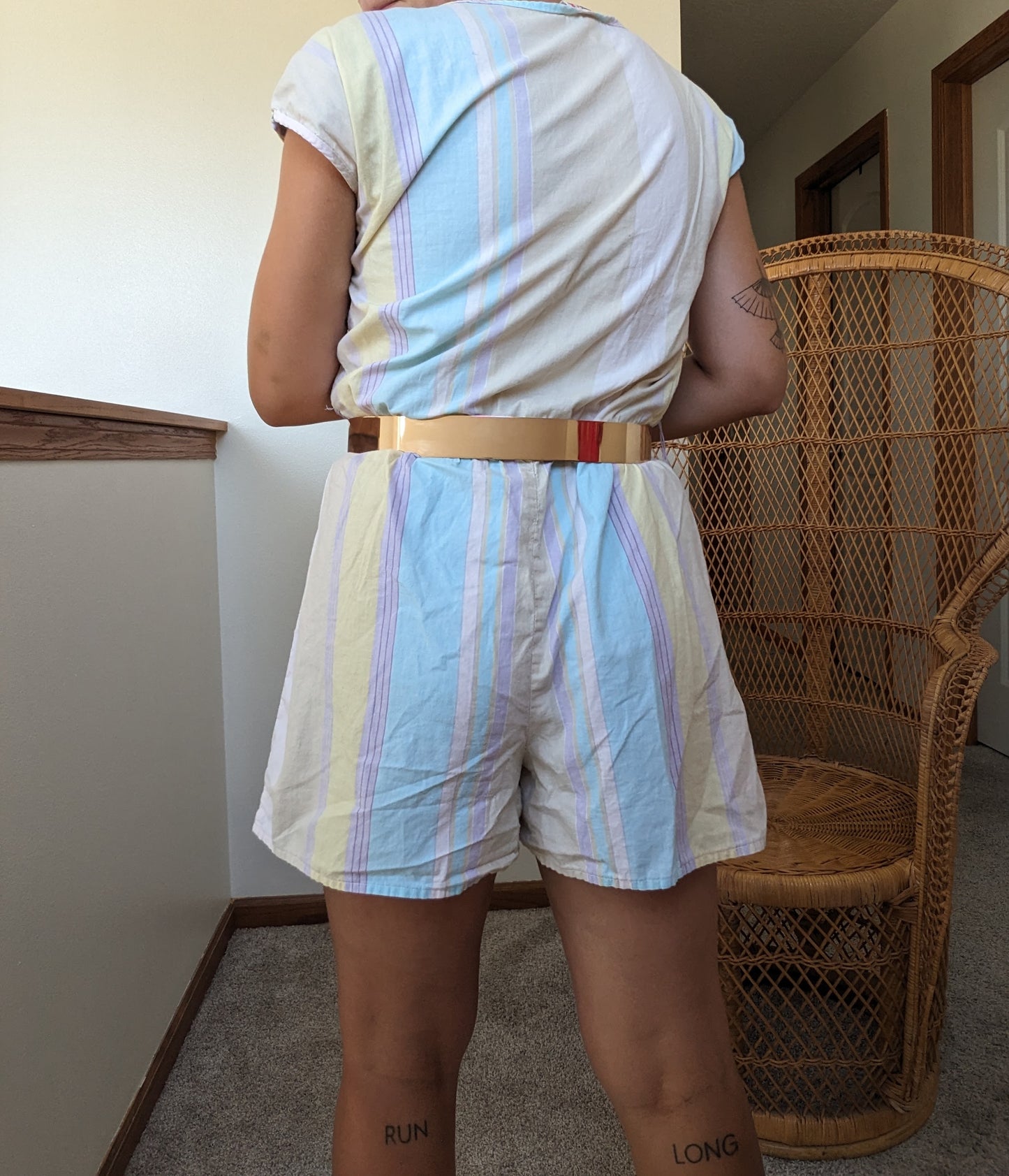 1980s pastel striped romper