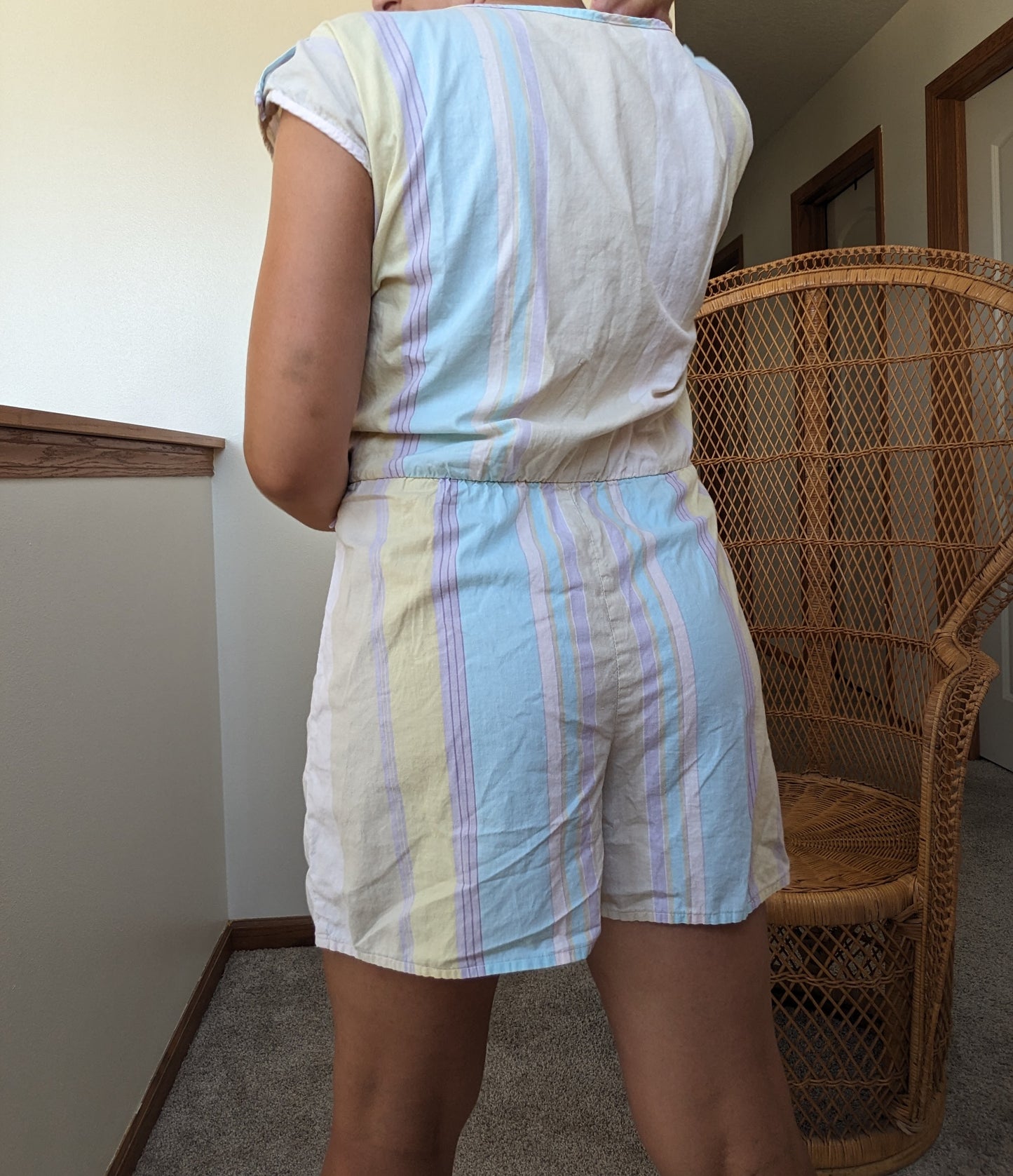 1980s pastel striped romper