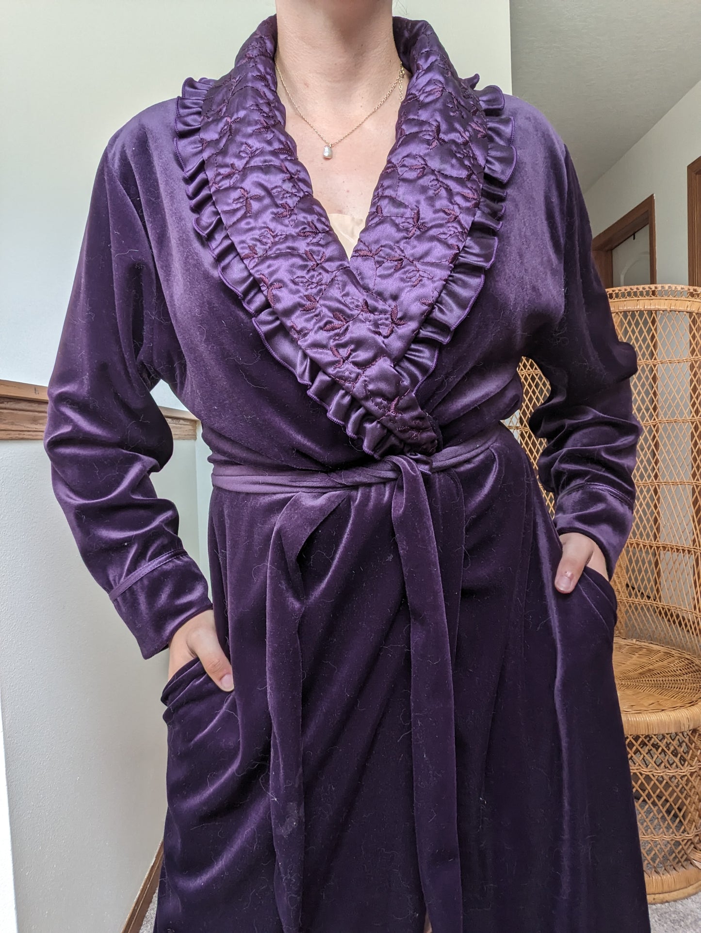 1980s purple velour robe