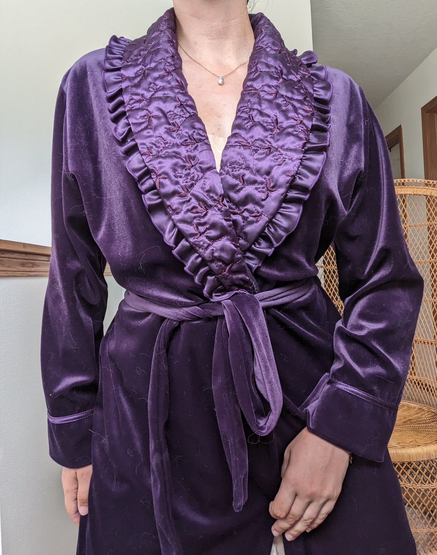 1980s purple velour robe