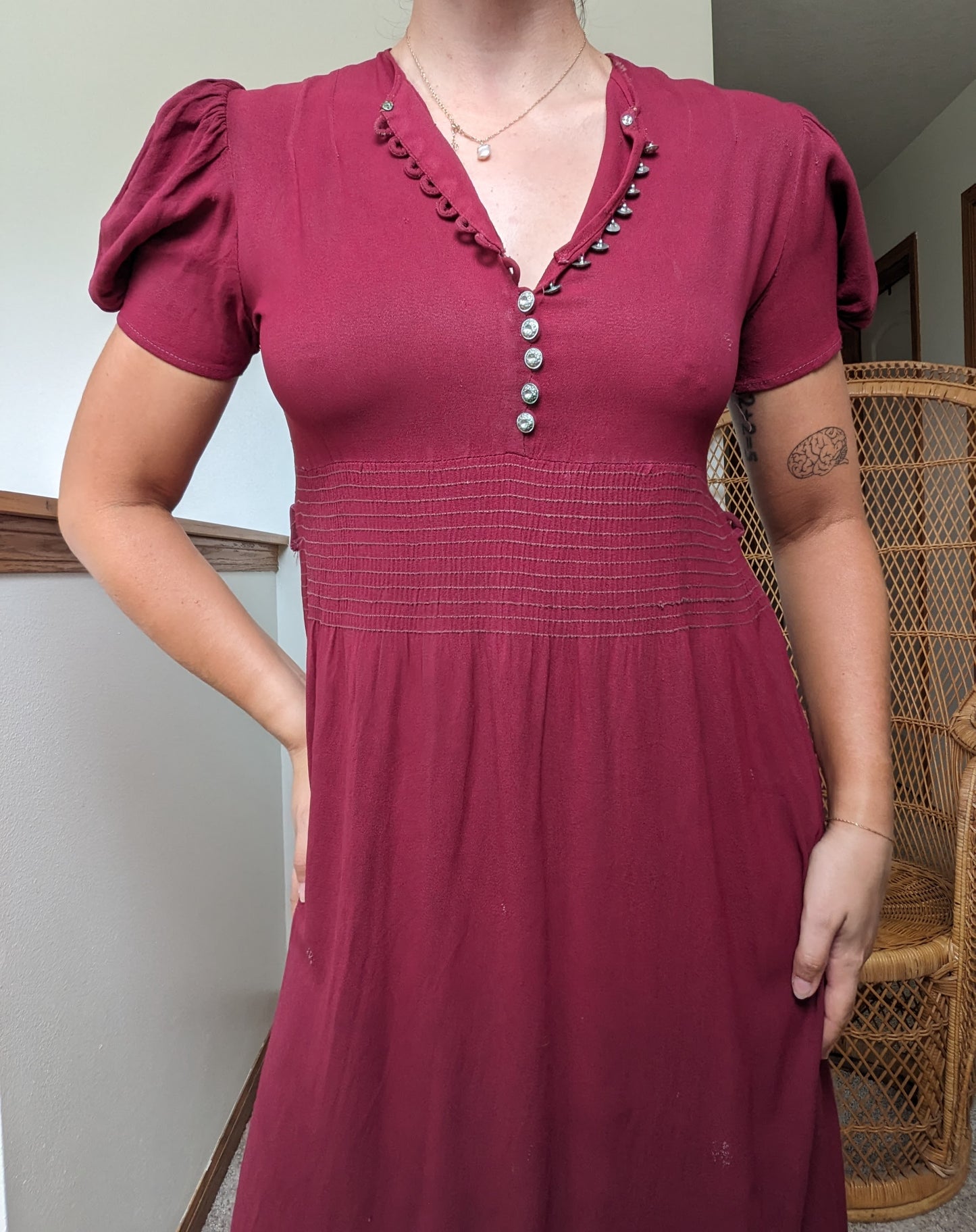 1930s burgundy dress