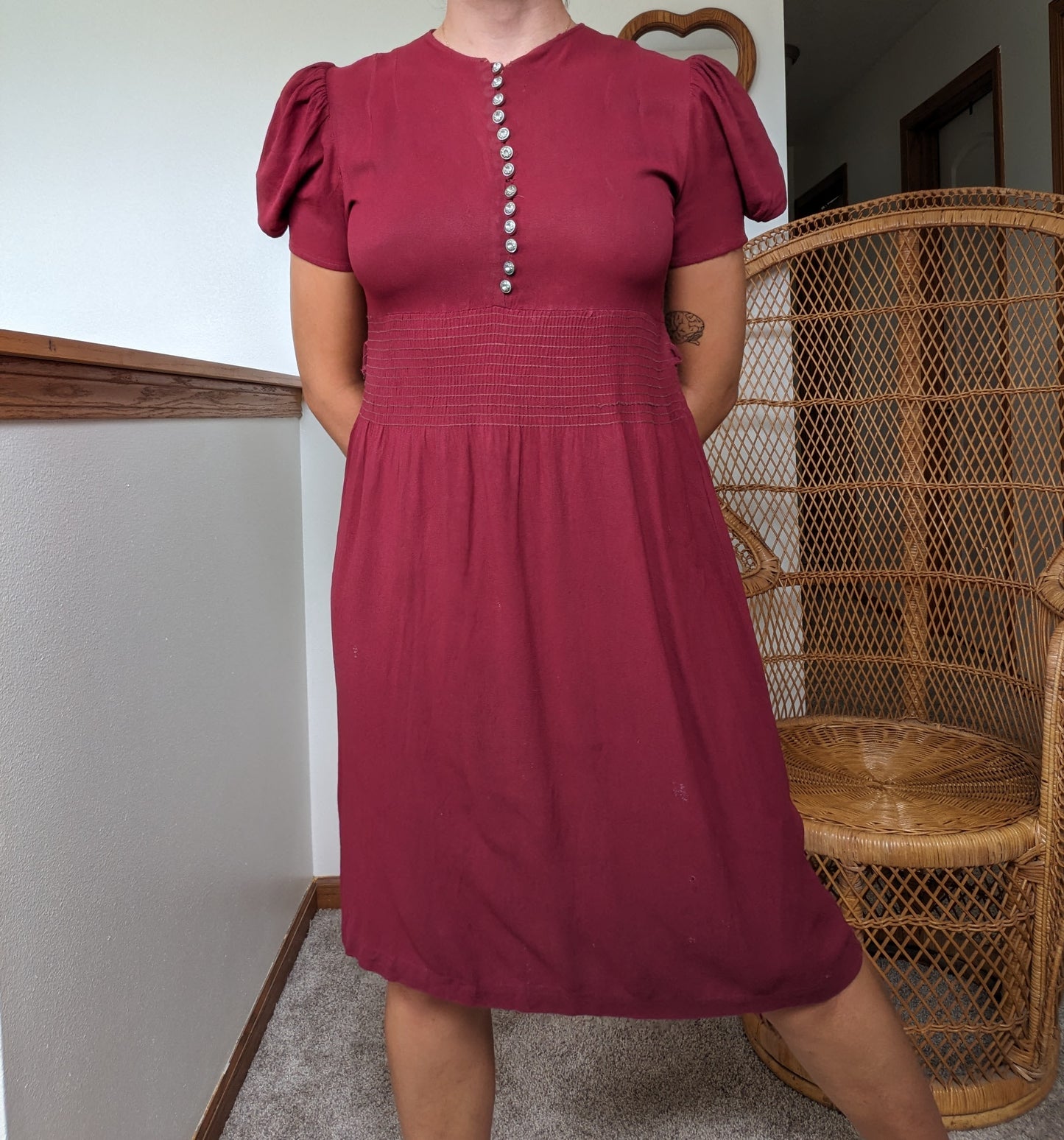 1930s burgundy dress