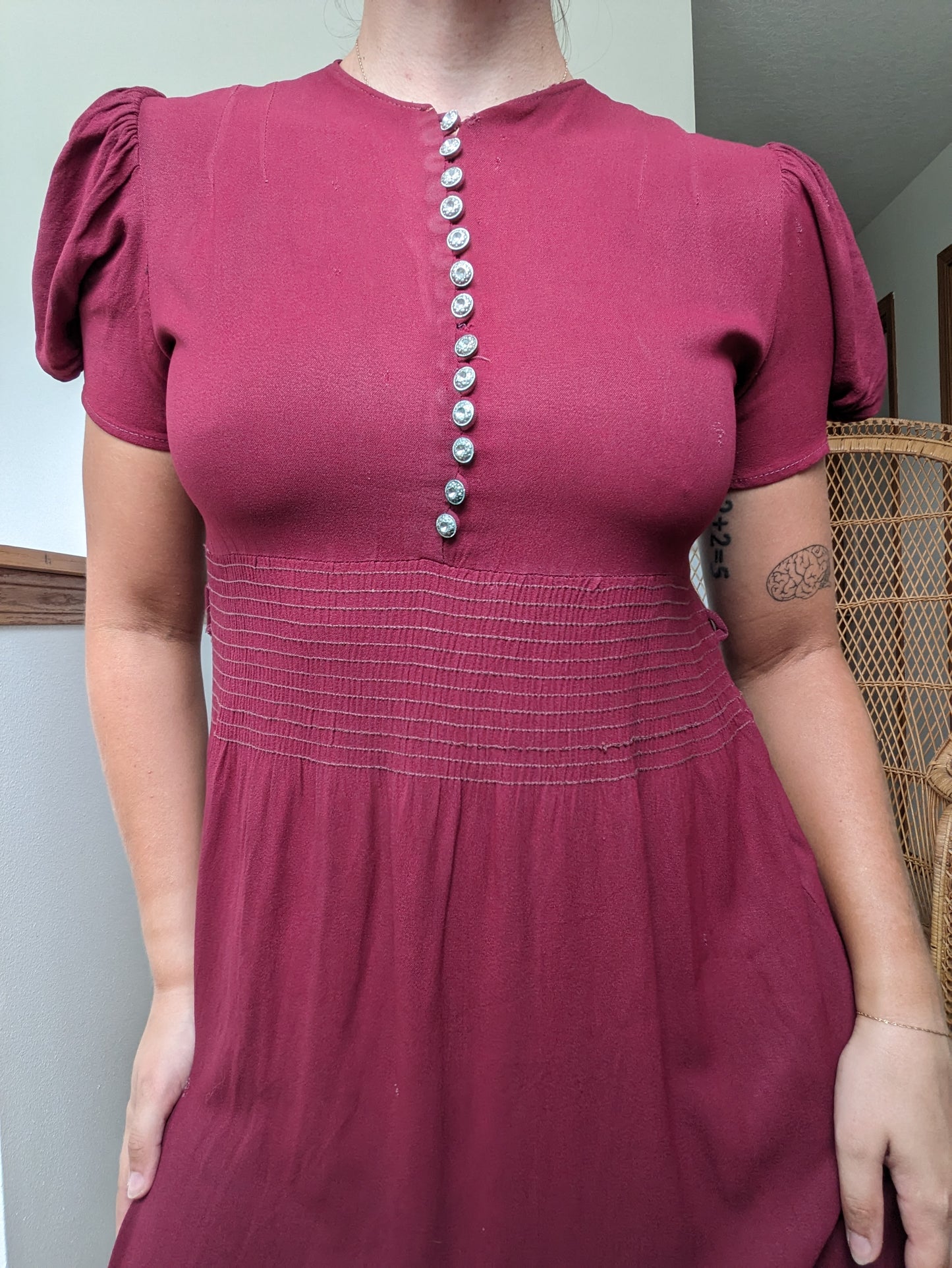 1930s burgundy dress