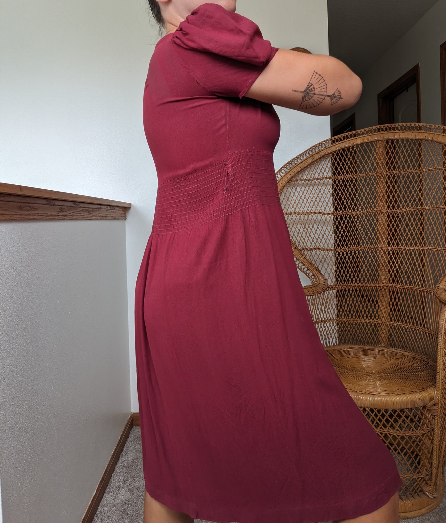 1930s burgundy dress