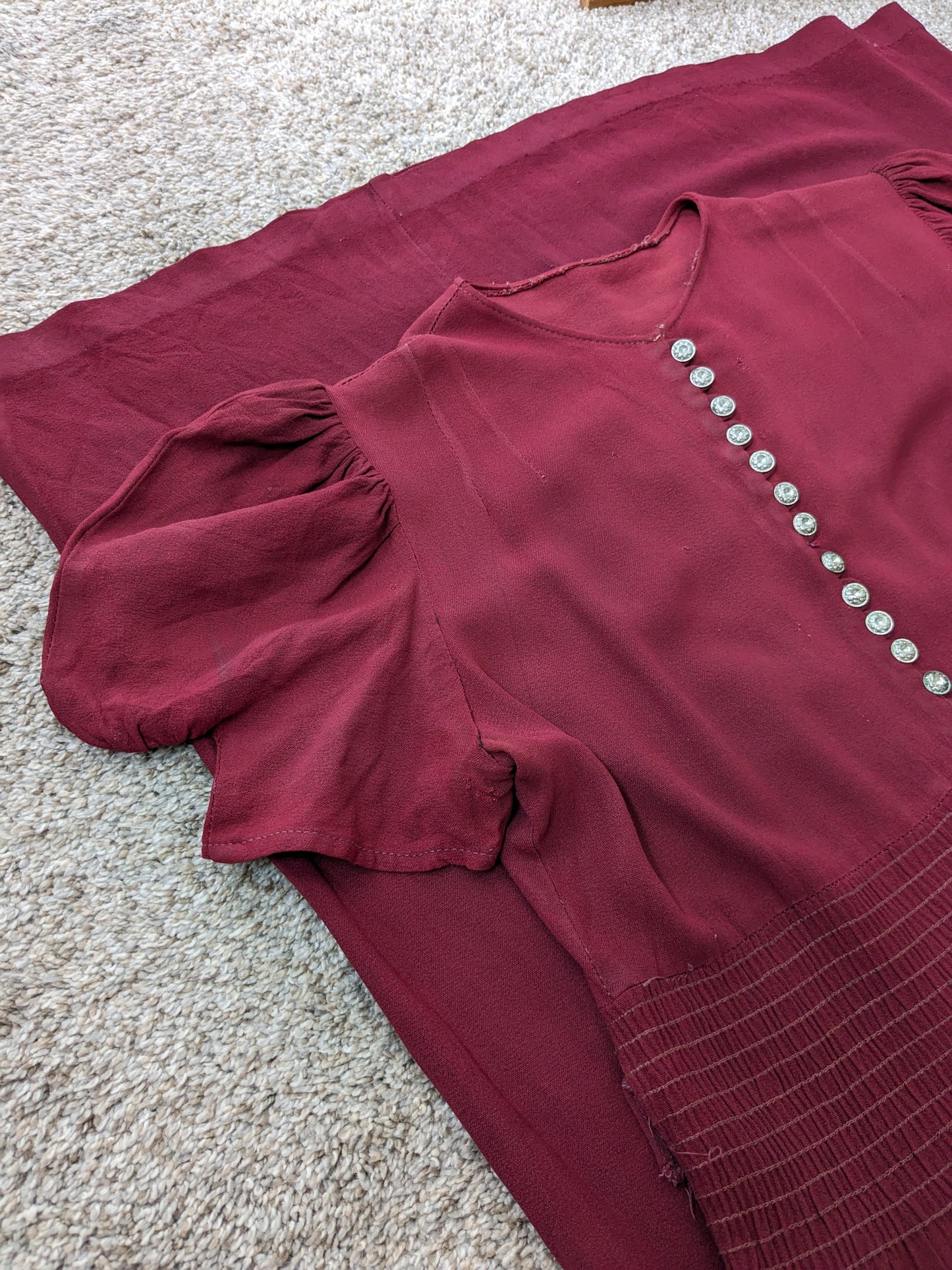 1930s burgundy dress