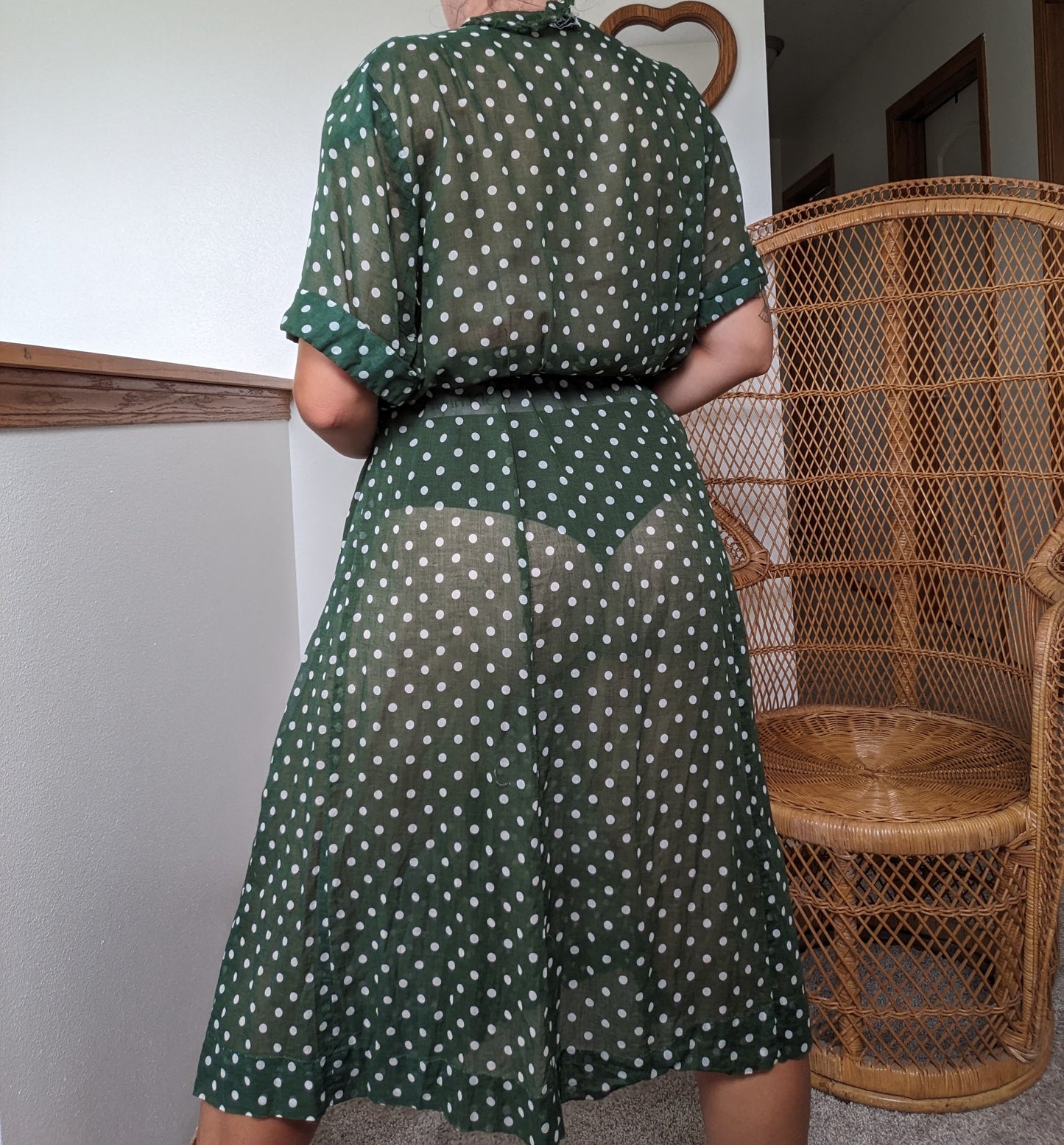 1940s green polka dot dress