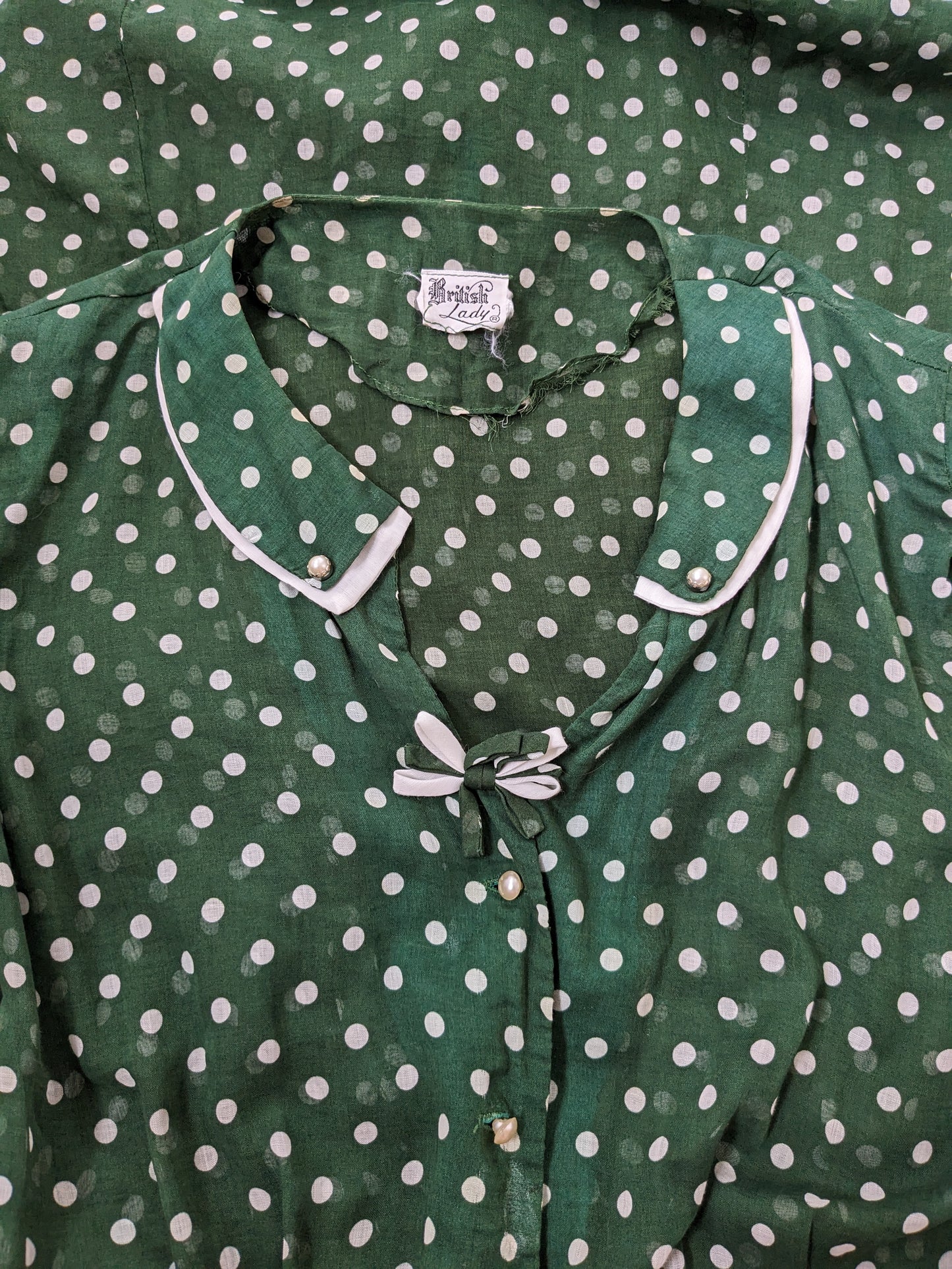 1940s green polka dot dress