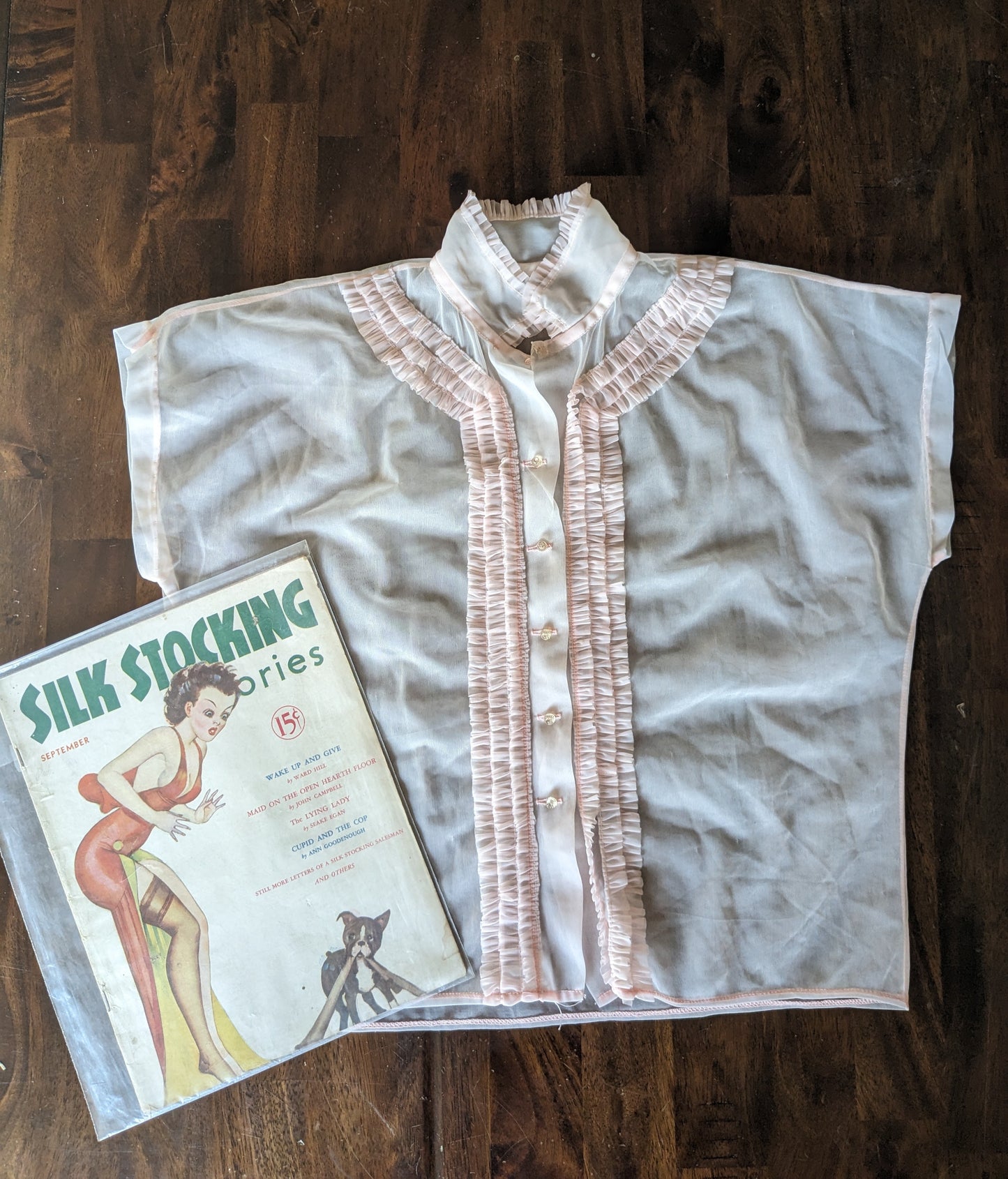 1970s pink sheer top