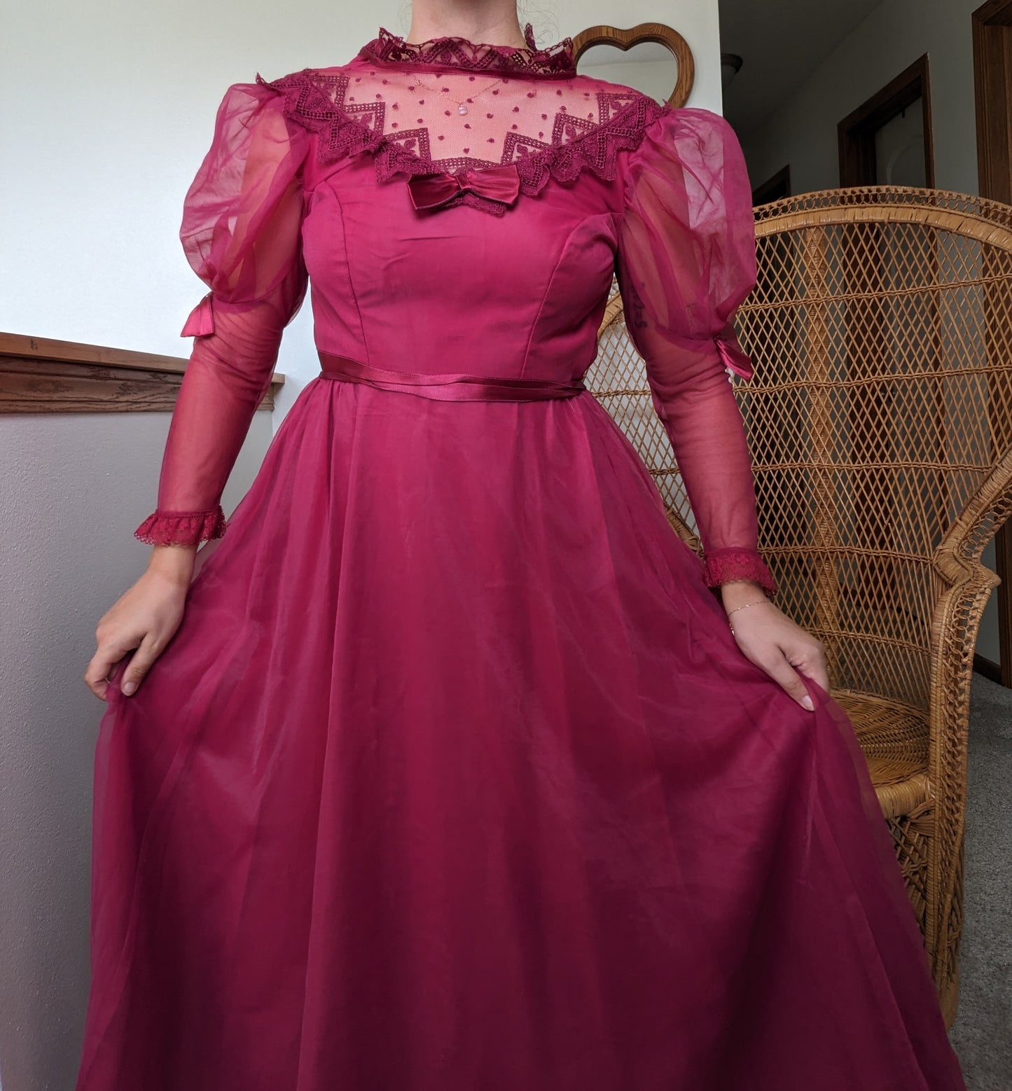 1980s Merlot Victorian dress