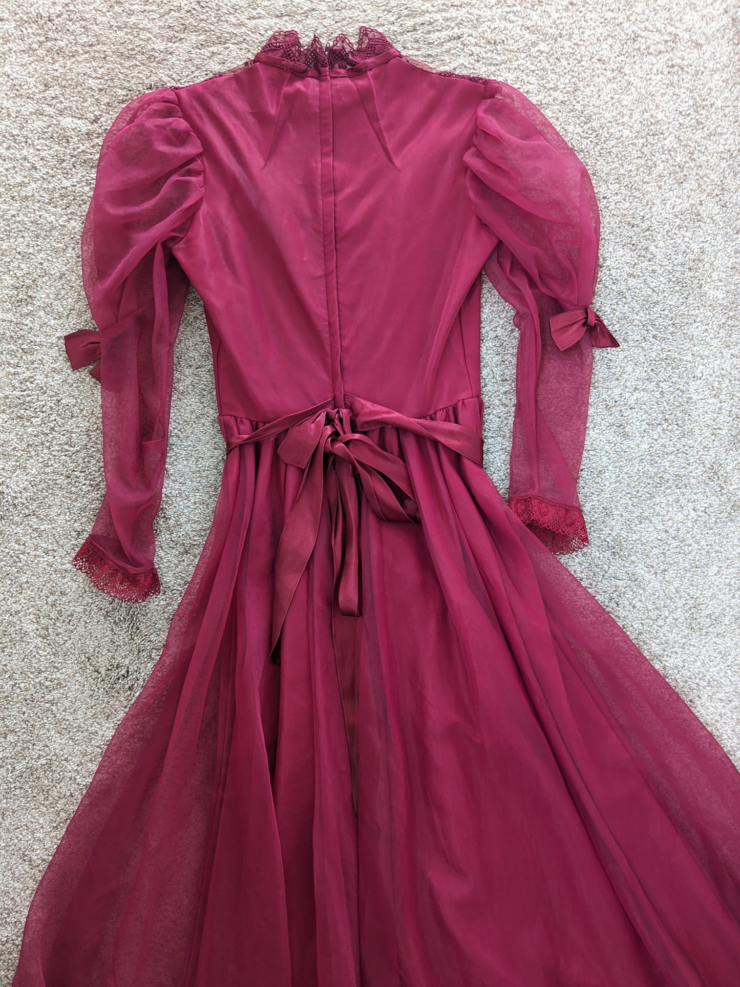 1980s Merlot Victorian dress