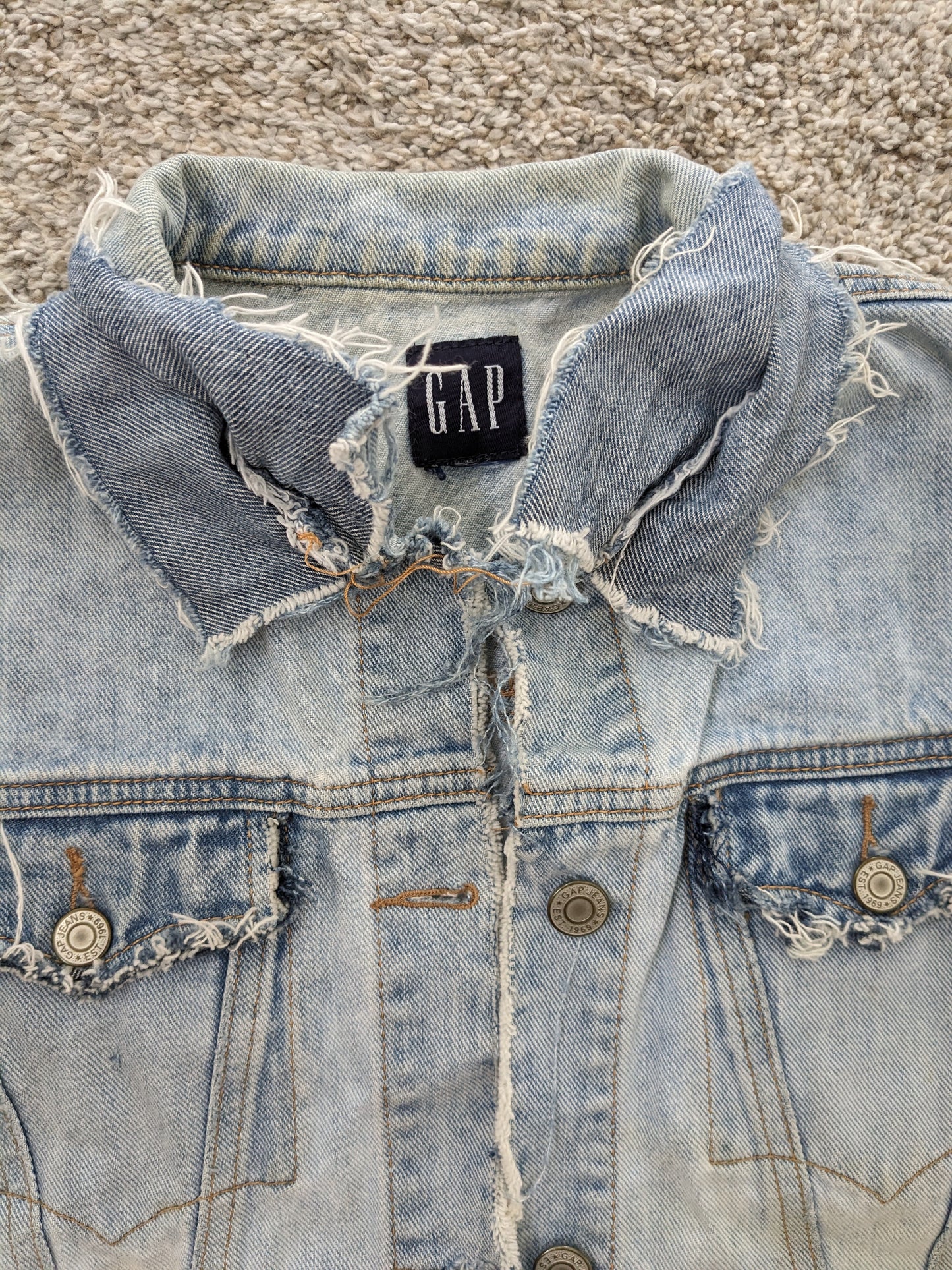 1990s distressed painted denim vest