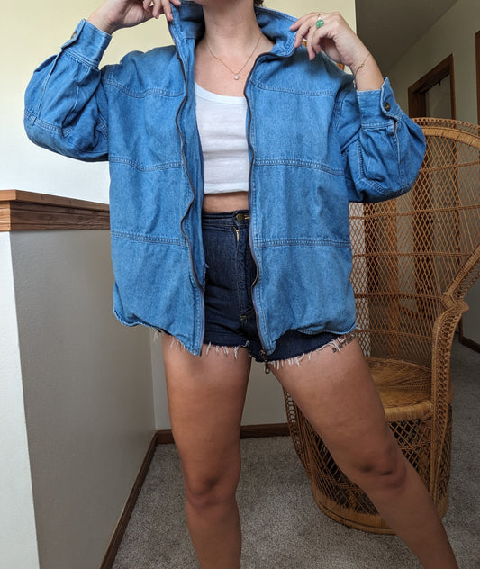 1990s denim zip up jacket