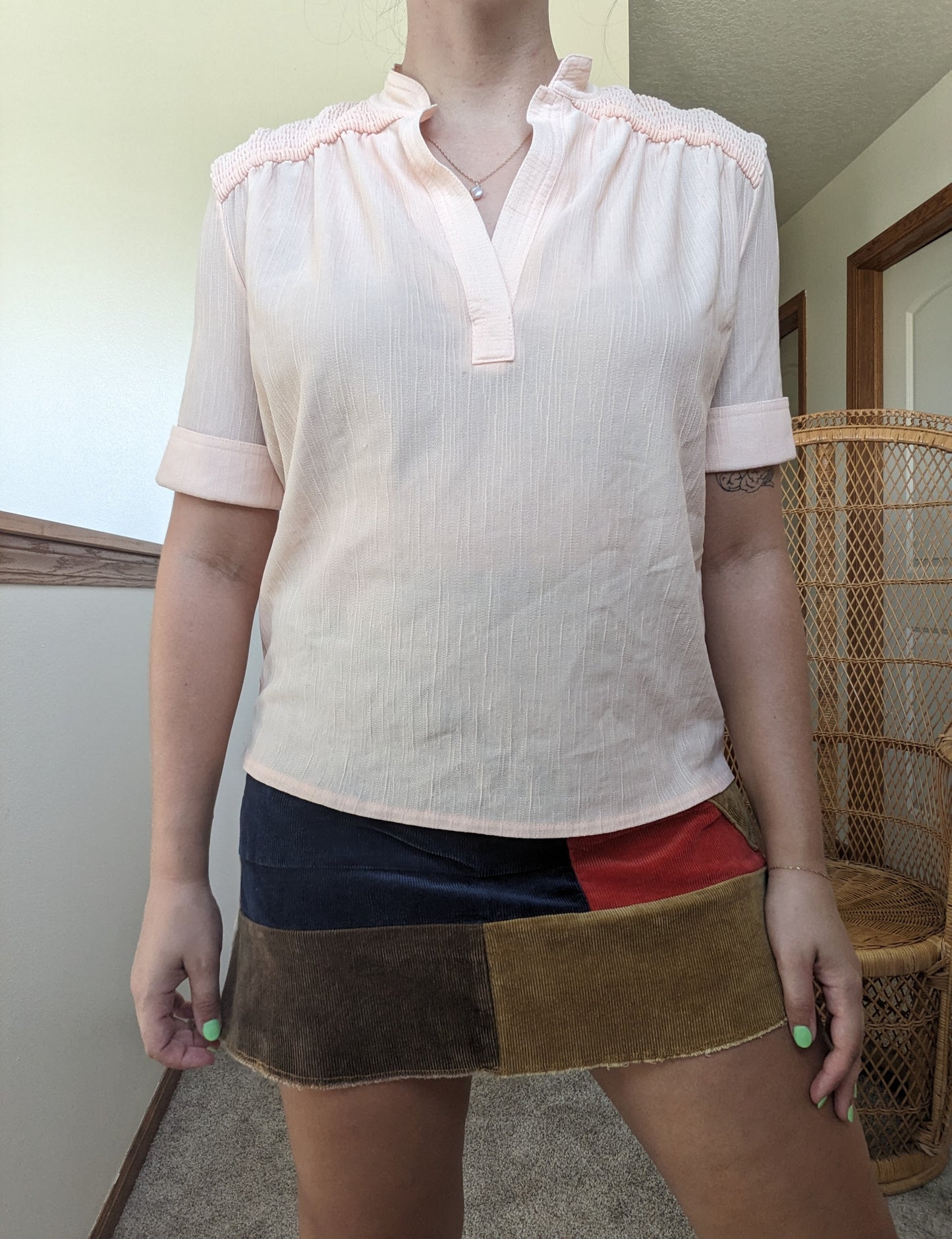 1960s/70s union made peachy top