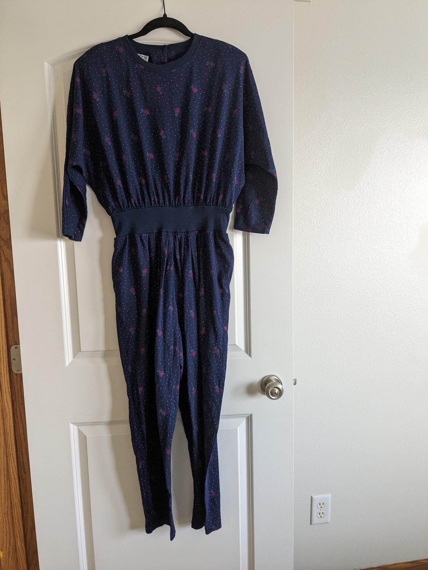 1980s floral and polka dot jumpsuit