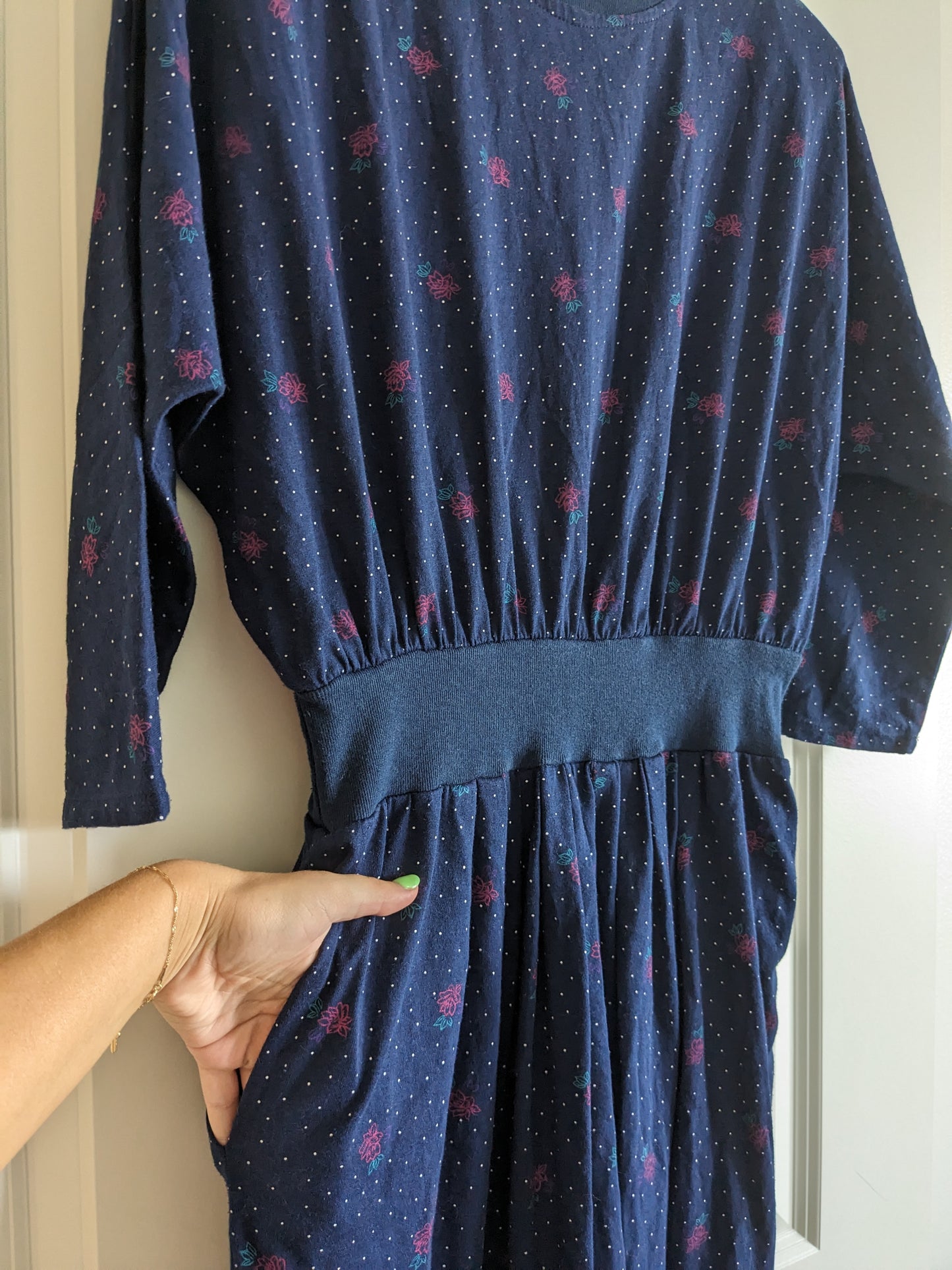 1980s floral and polka dot jumpsuit