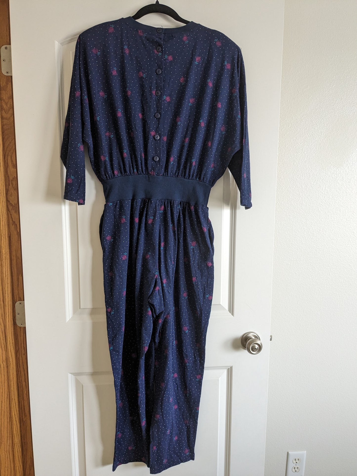 1980s floral and polka dot jumpsuit