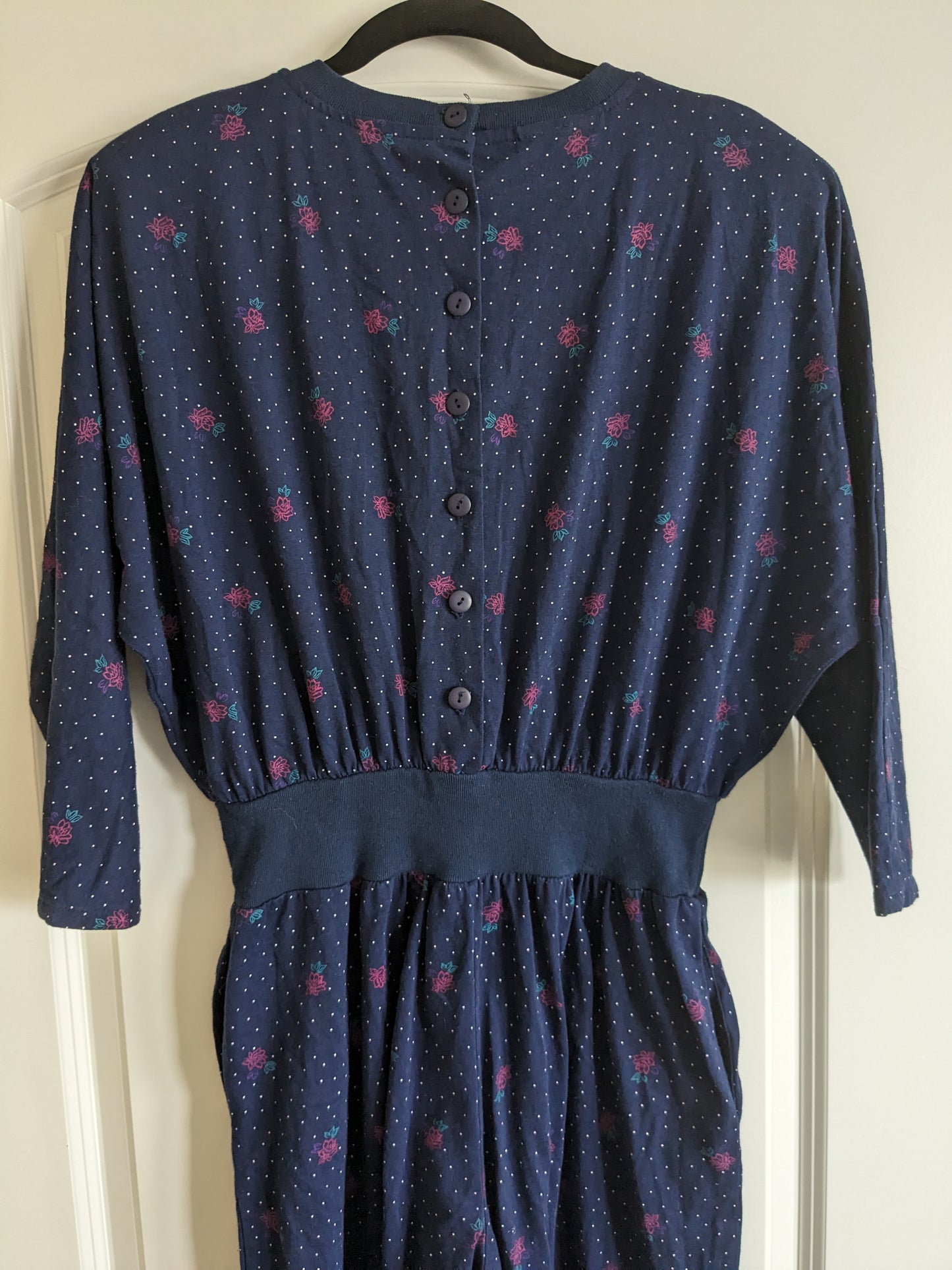 1980s floral and polka dot jumpsuit