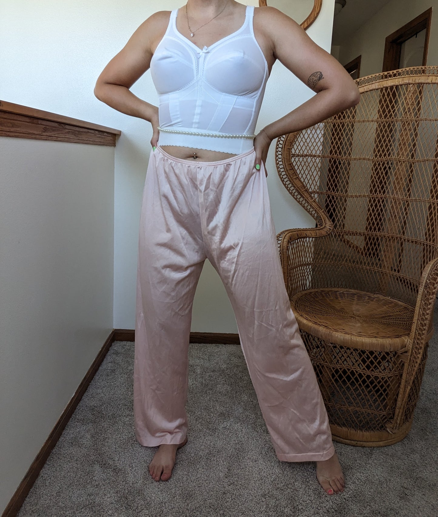 1970s Vanity Fair blush nylon pajama pants