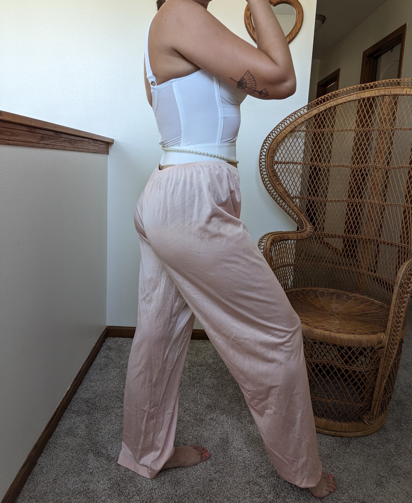 1970s Vanity Fair blush nylon pajama pants