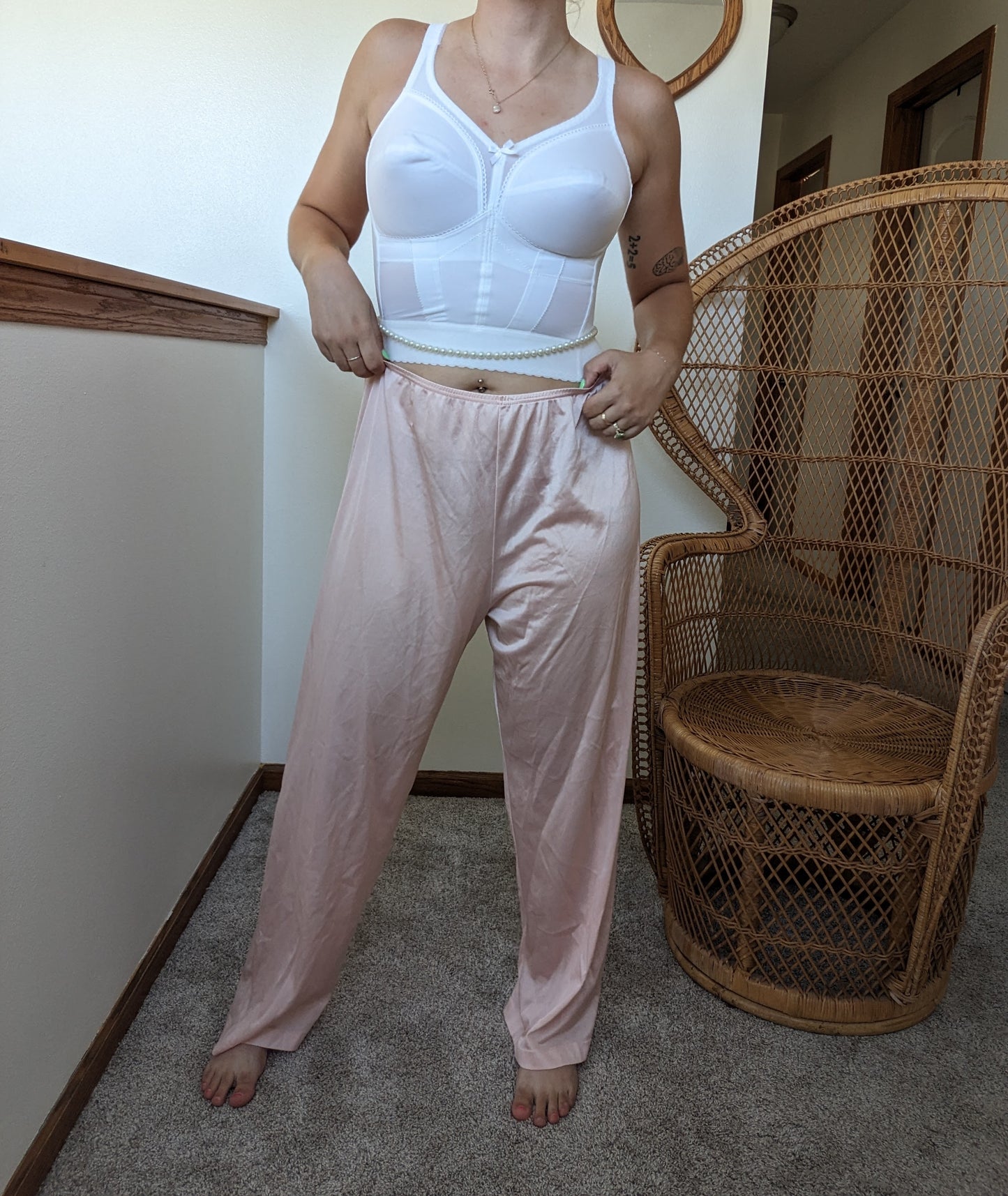 1970s Vanity Fair blush nylon pajama pants