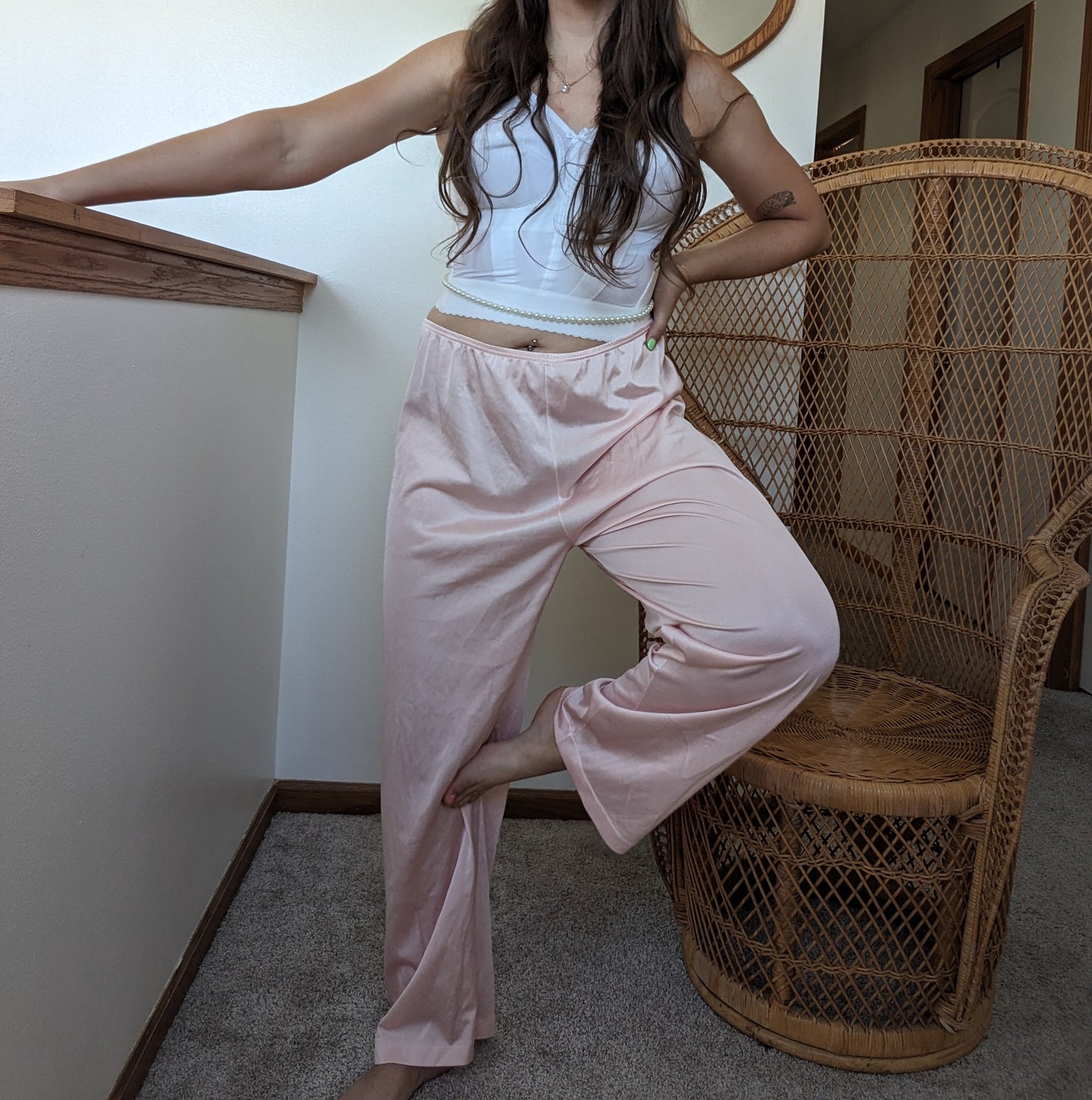 1970s Vanity Fair blush nylon pajama pants