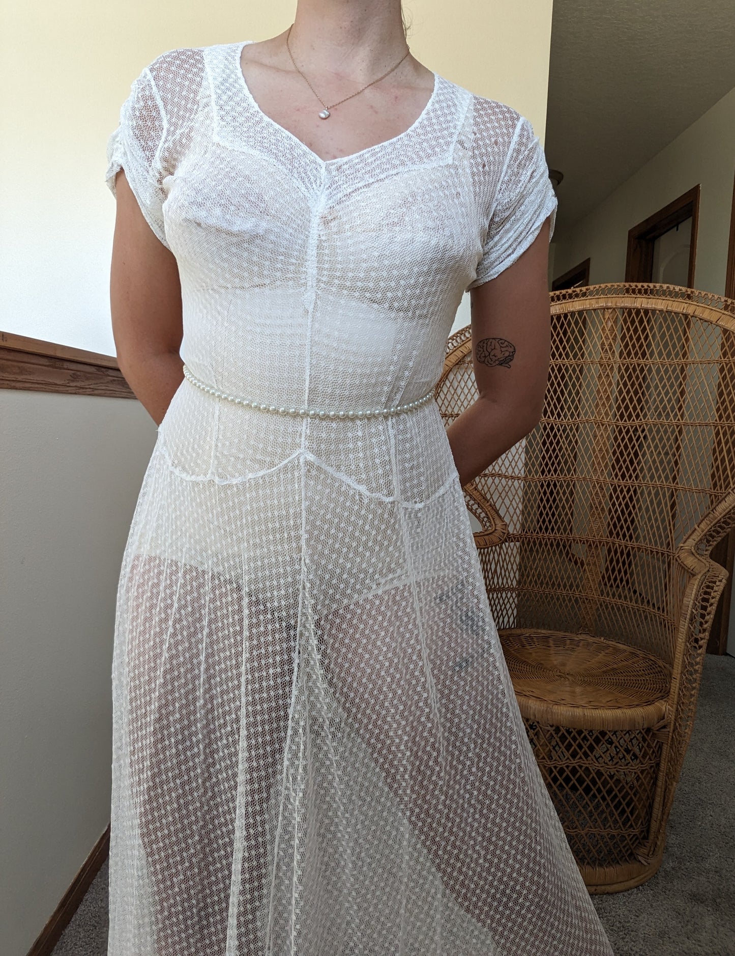 1920s/30s white lace dress