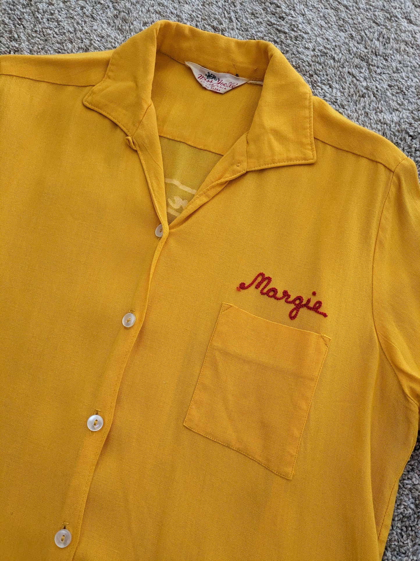 1950s goldenrod chain stitch bowling shirt