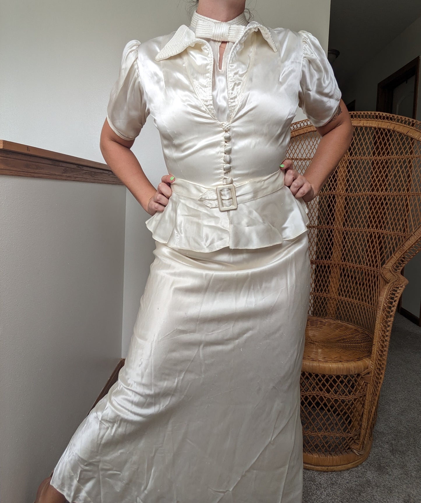 1930s bias cut four piece wedding gown