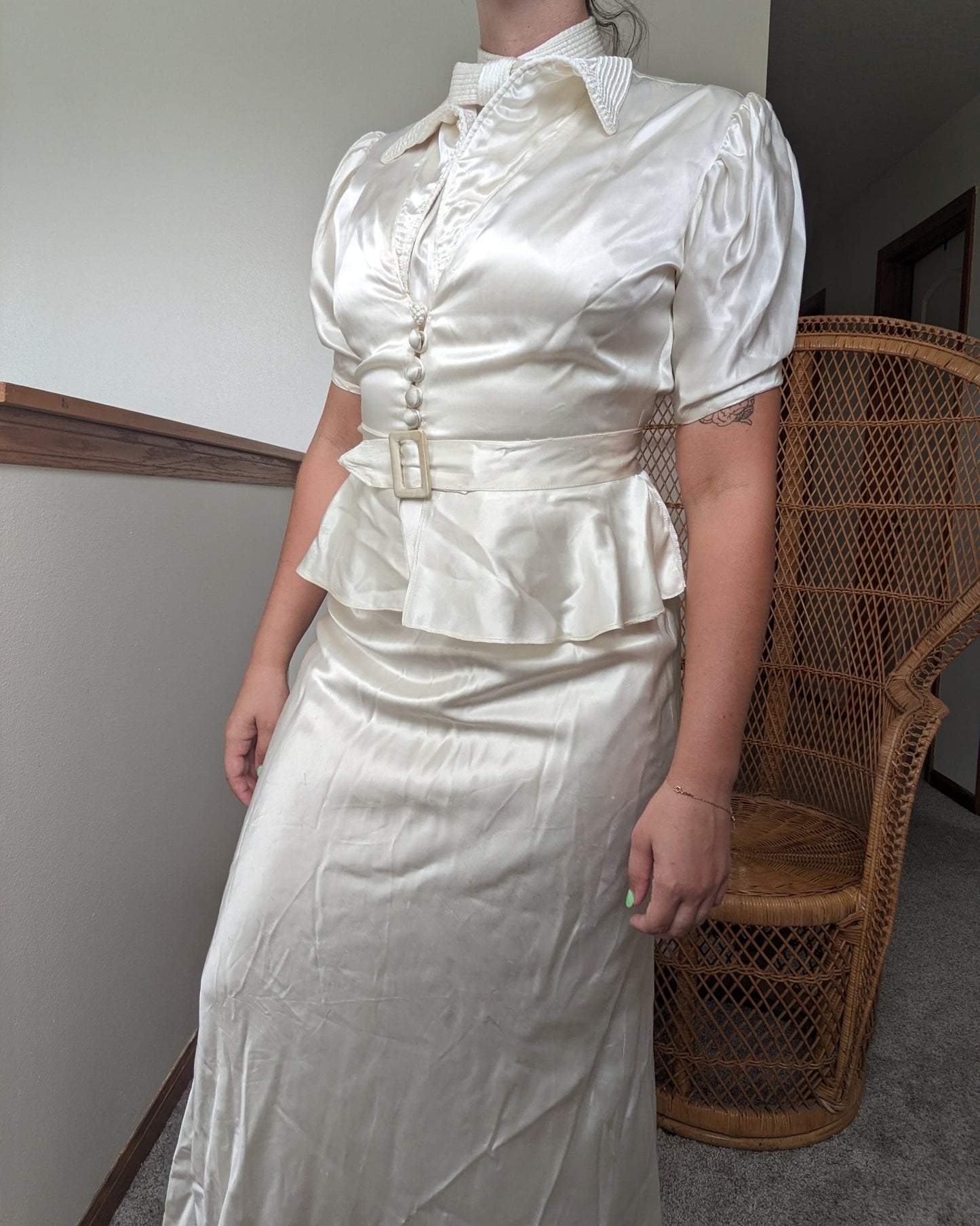 1930s bias cut four piece wedding gown