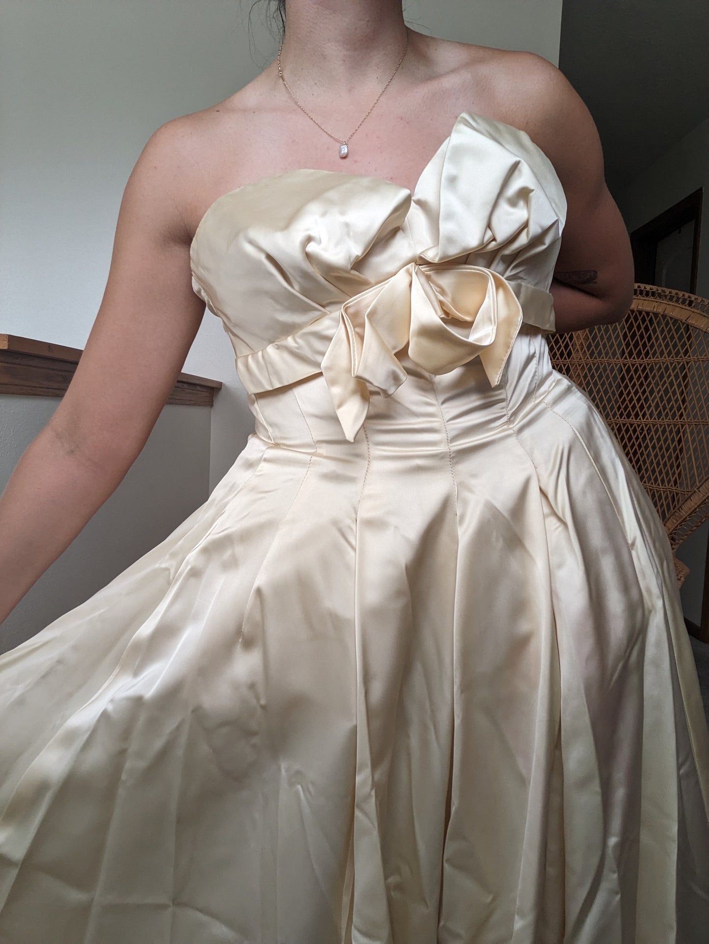 1950s silk satin wedding gown