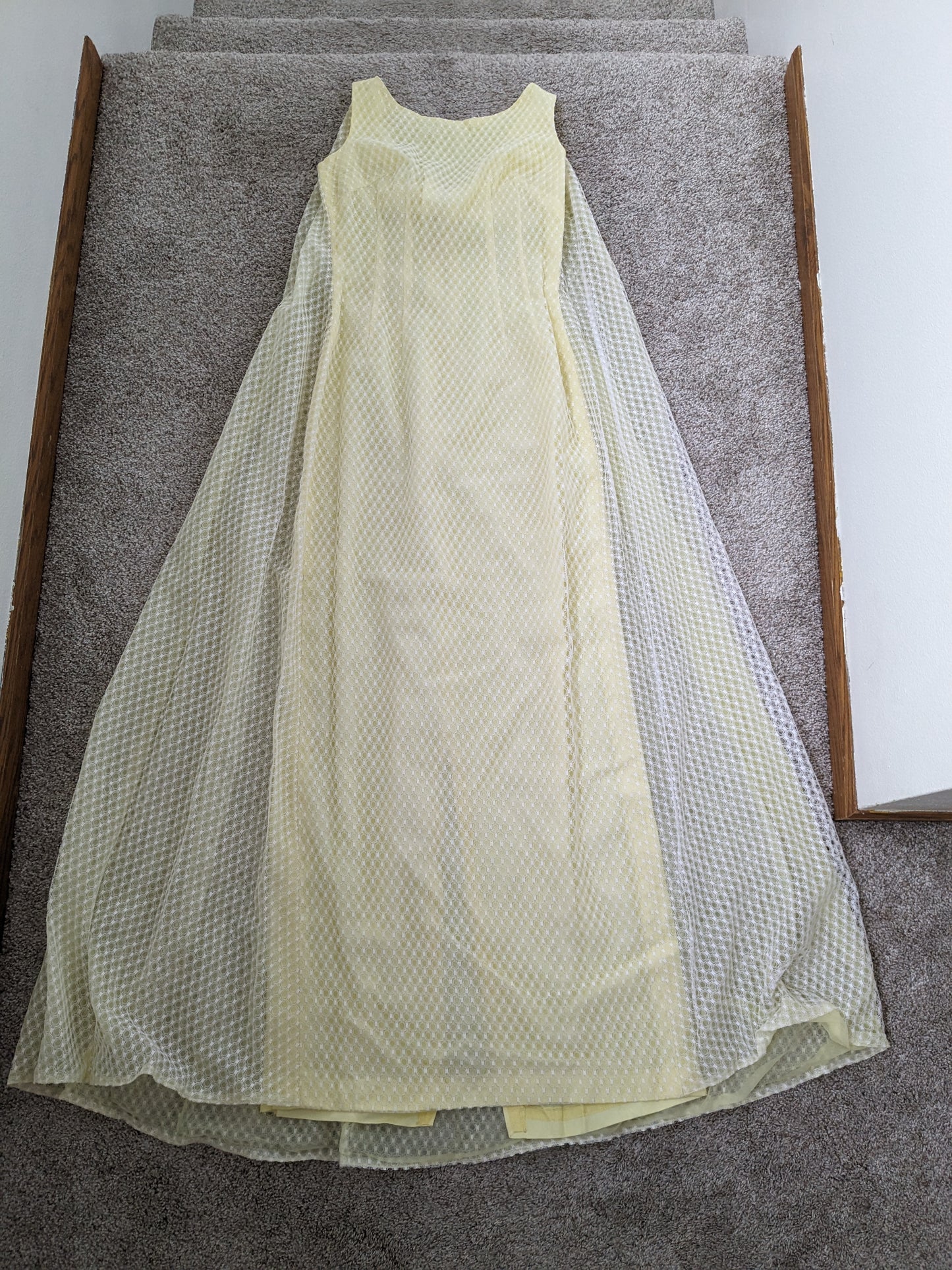 1960s union made pale yellow cape dress