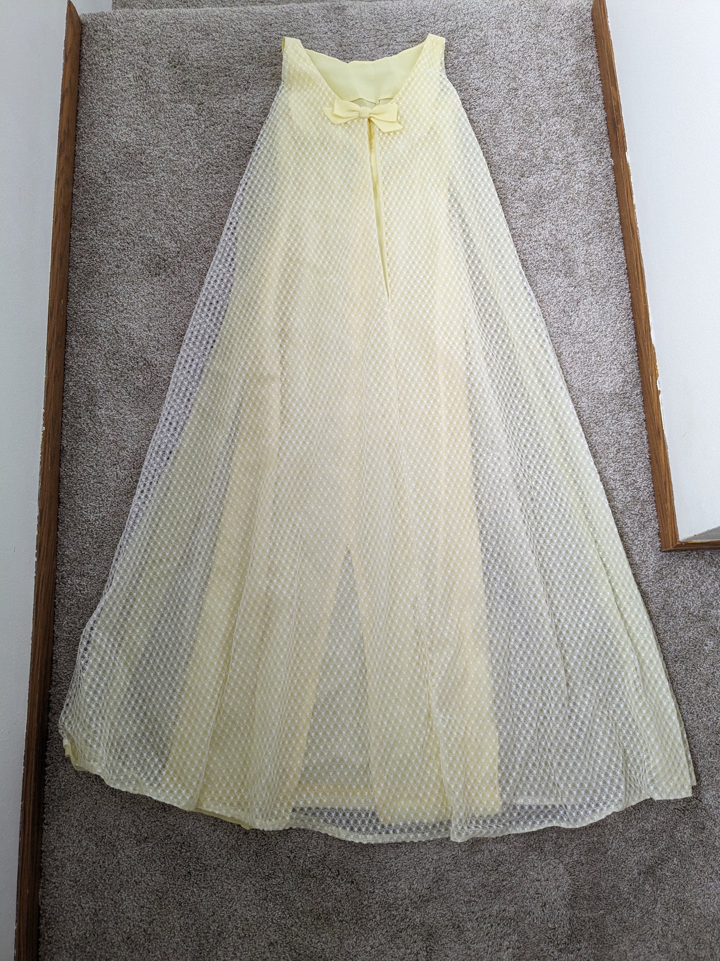 1960s union made pale yellow cape dress