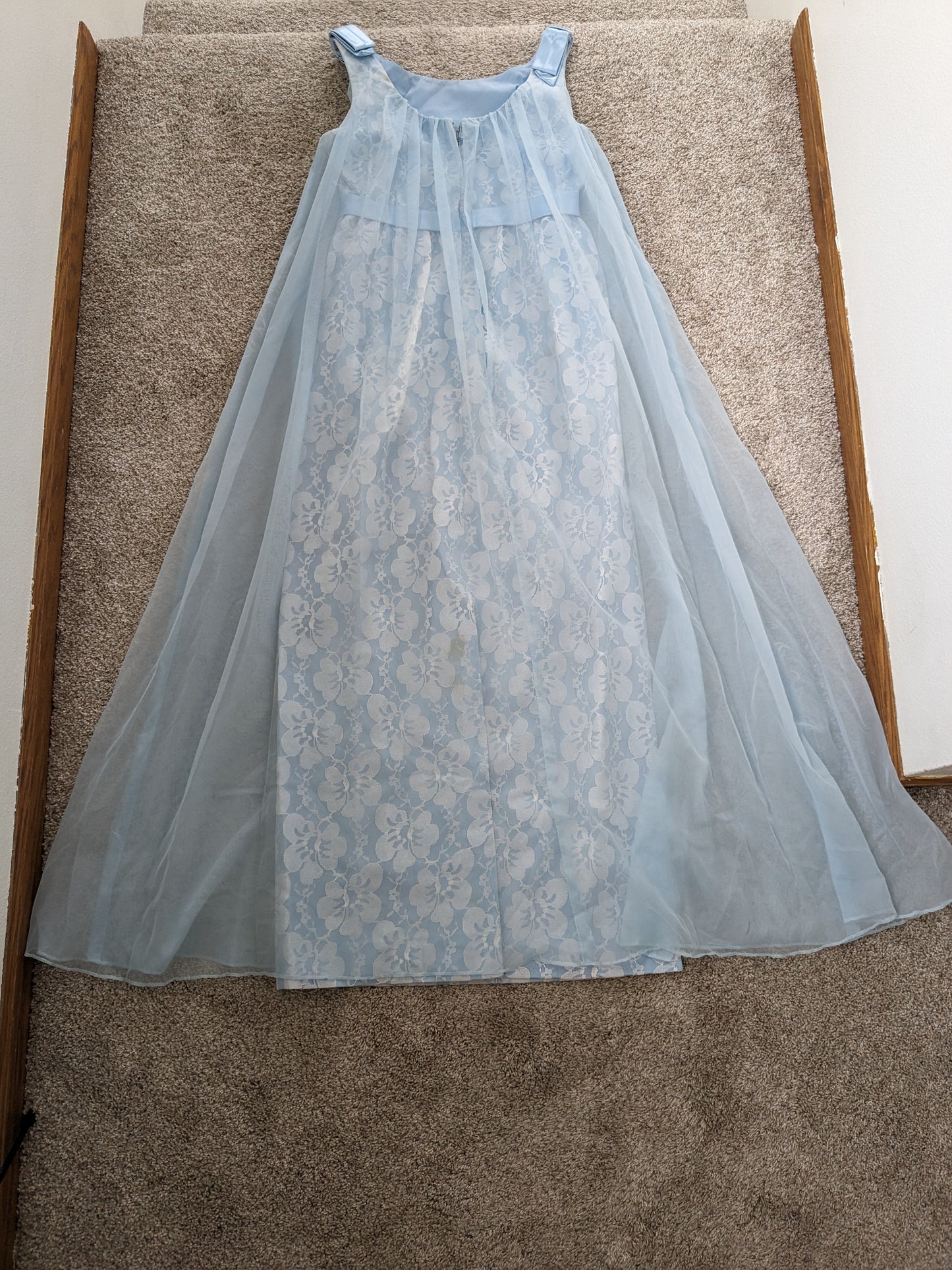 1960s powder blue lace dress with cape