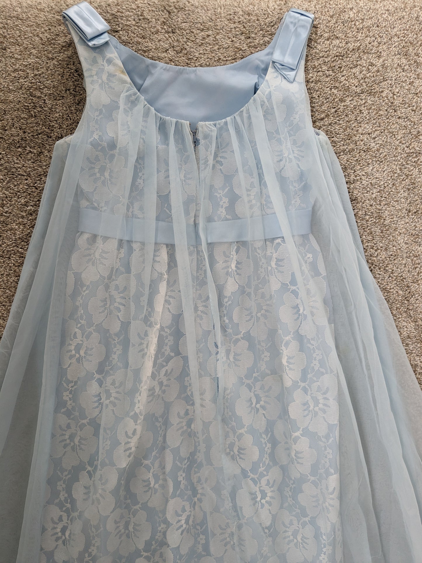 1960s powder blue lace dress with cape